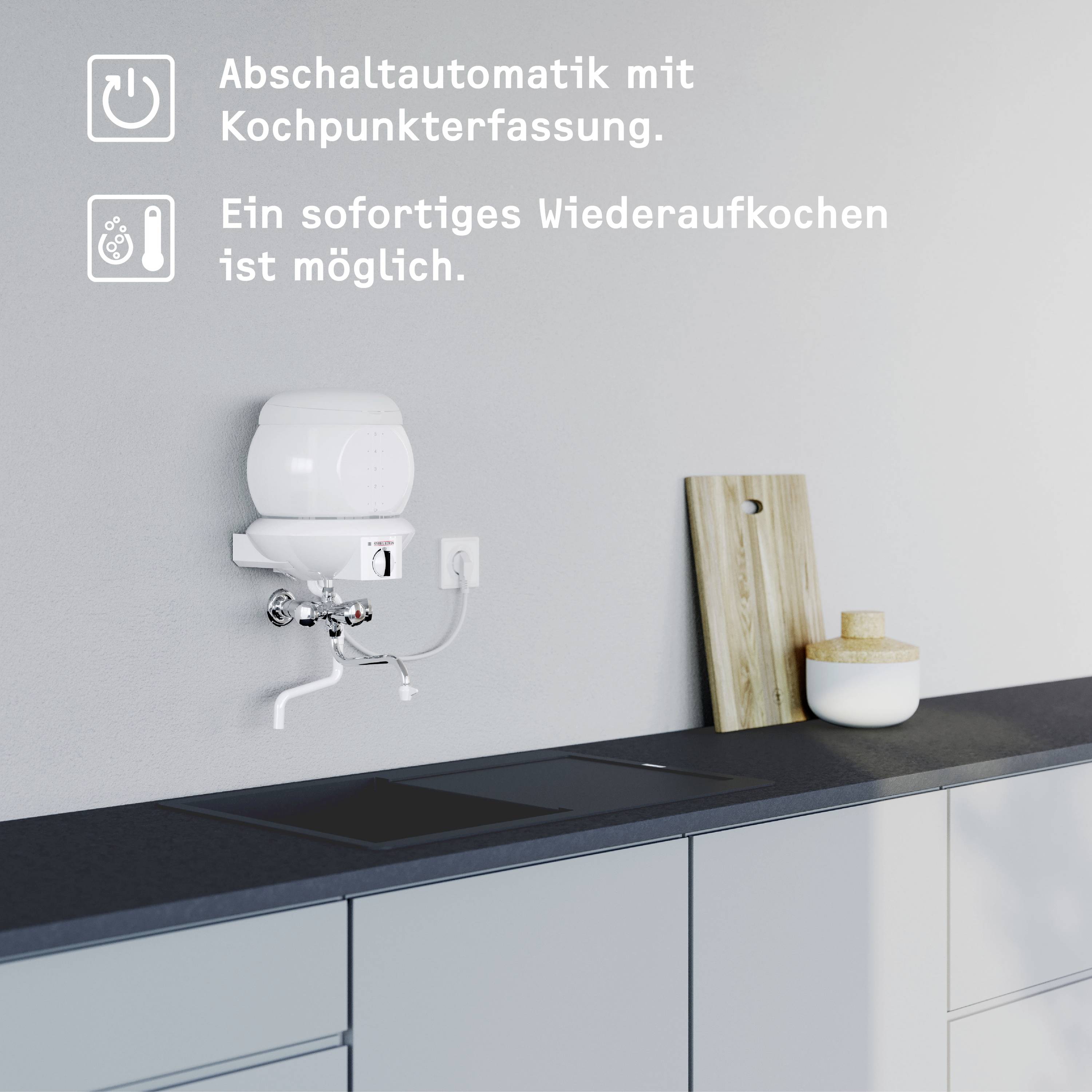 Stiebel Eltron Calentador de agua EBK 5 GA Apagado automático, Medición del punto de ebullición, Termostato continuo, Gr-1