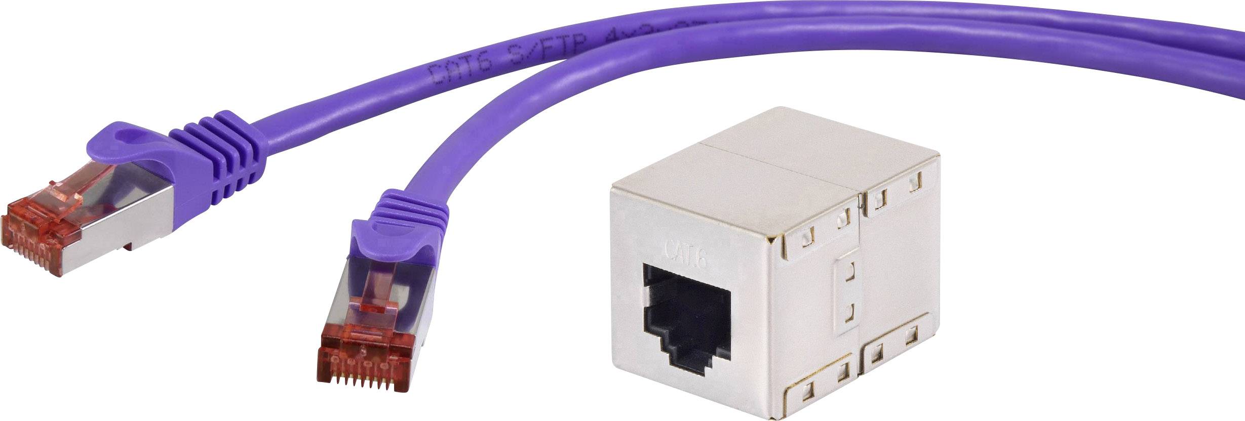 Renkforce RF-3829160 RJ45 Cable de red, cable de conexión CAT 6 S/FTP 30.00 m Violeta Con protección de pestañas de retención, Enchufes de contacto con recubrimiento de oro, Retardante de llama 1 UD(S).