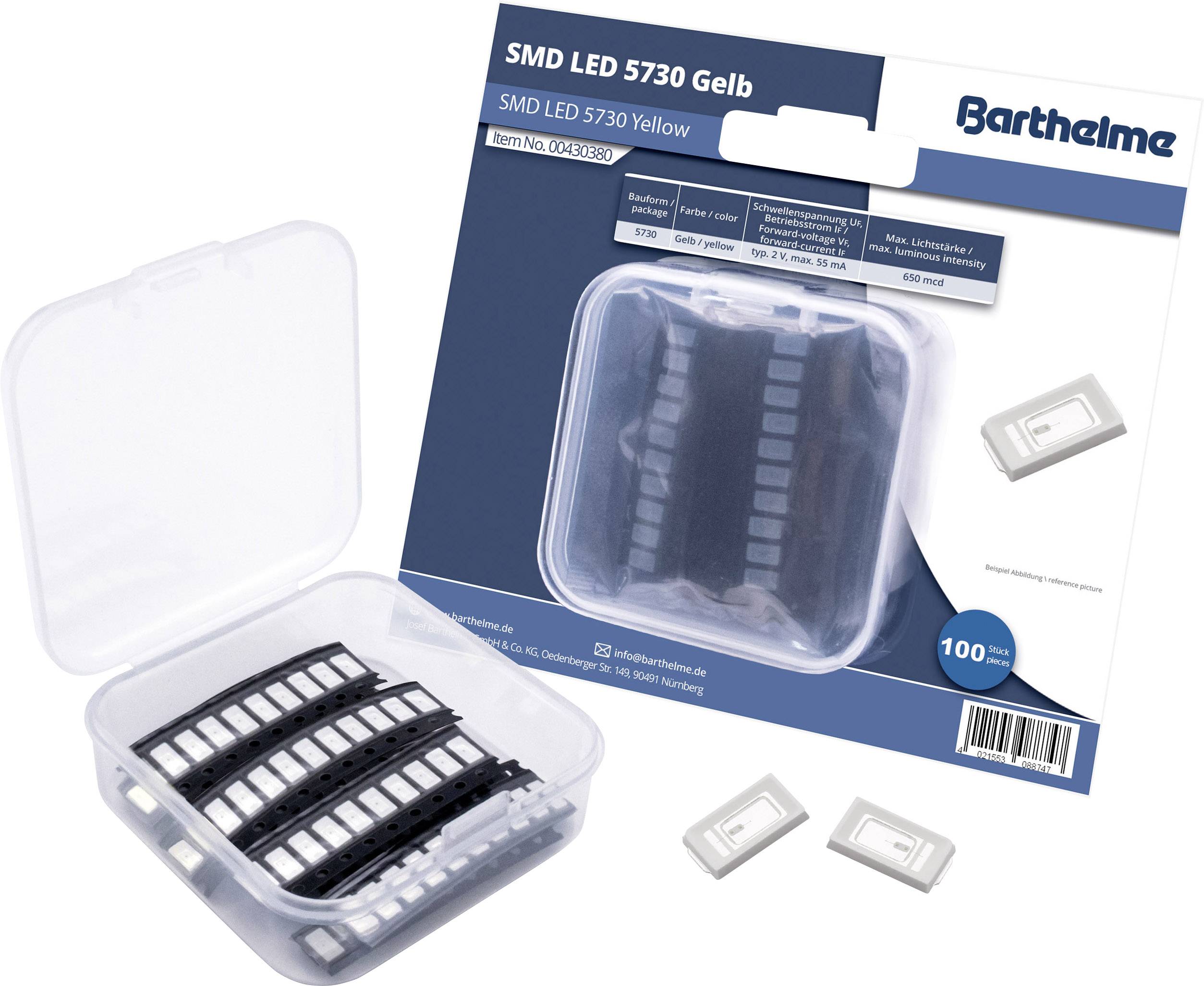 Barthelme Set de LED SMD 5730 Amarillo 650 mcd 120 ° 55 mA 2 V Bulk