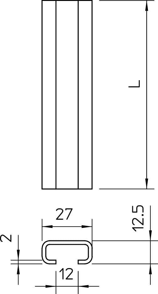 OBO Bettermann 1109014 Barra de perfil (Lon. x Anch. x Alt.) 2000 x 27 x 12.5 mm 1 UD(S).-1