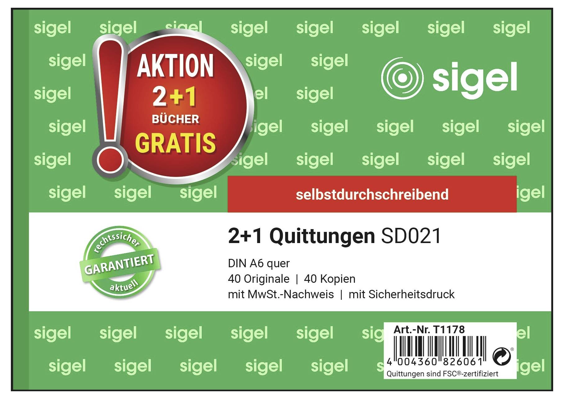 Sigel T1178 Recibos DIN A6 horizontal Número de hojas: 40 3 UD(S).-4