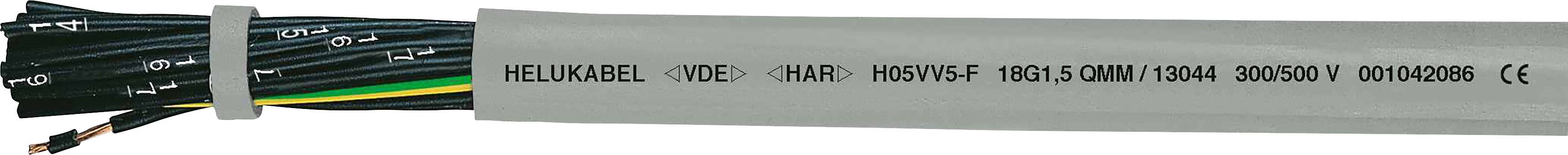 HELU H05VV5-F Cableado de control 2 x 0.50 mm² Gris 13122 100 m-1