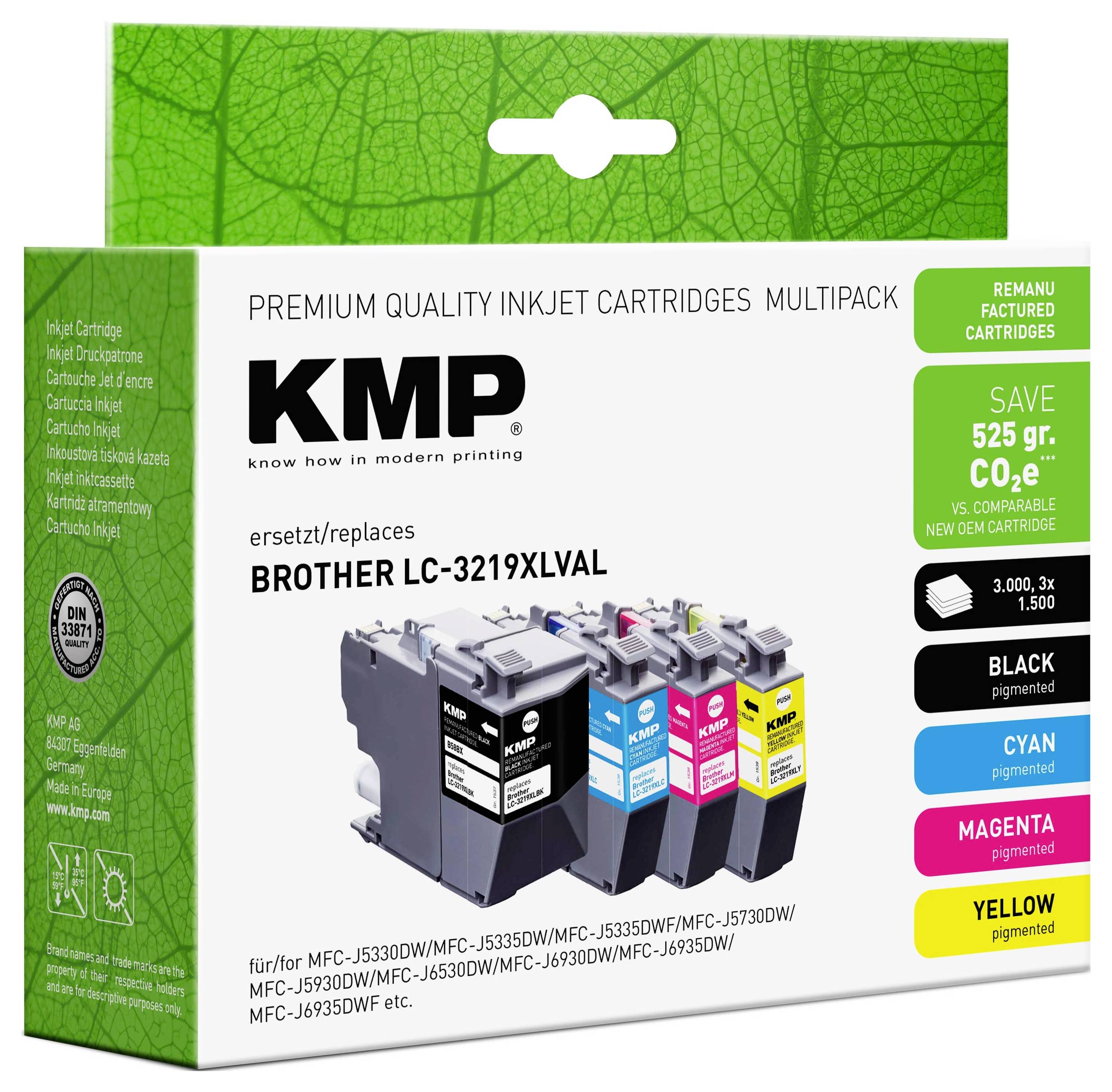 KMP Ink reemplaza Brother LC-3219XLBK, LC-3219XLC, LC-3219XLM, LC-3219XLY Compatible Paquete combinado Negro, Cian, Mage-1