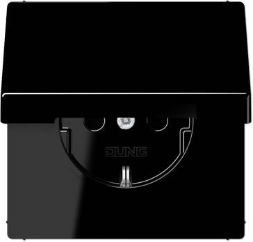 Jung 1 vez Inserto Toma de corriente con tapa abatible Schwarz LS1520KLSW 1 UD(S).-0