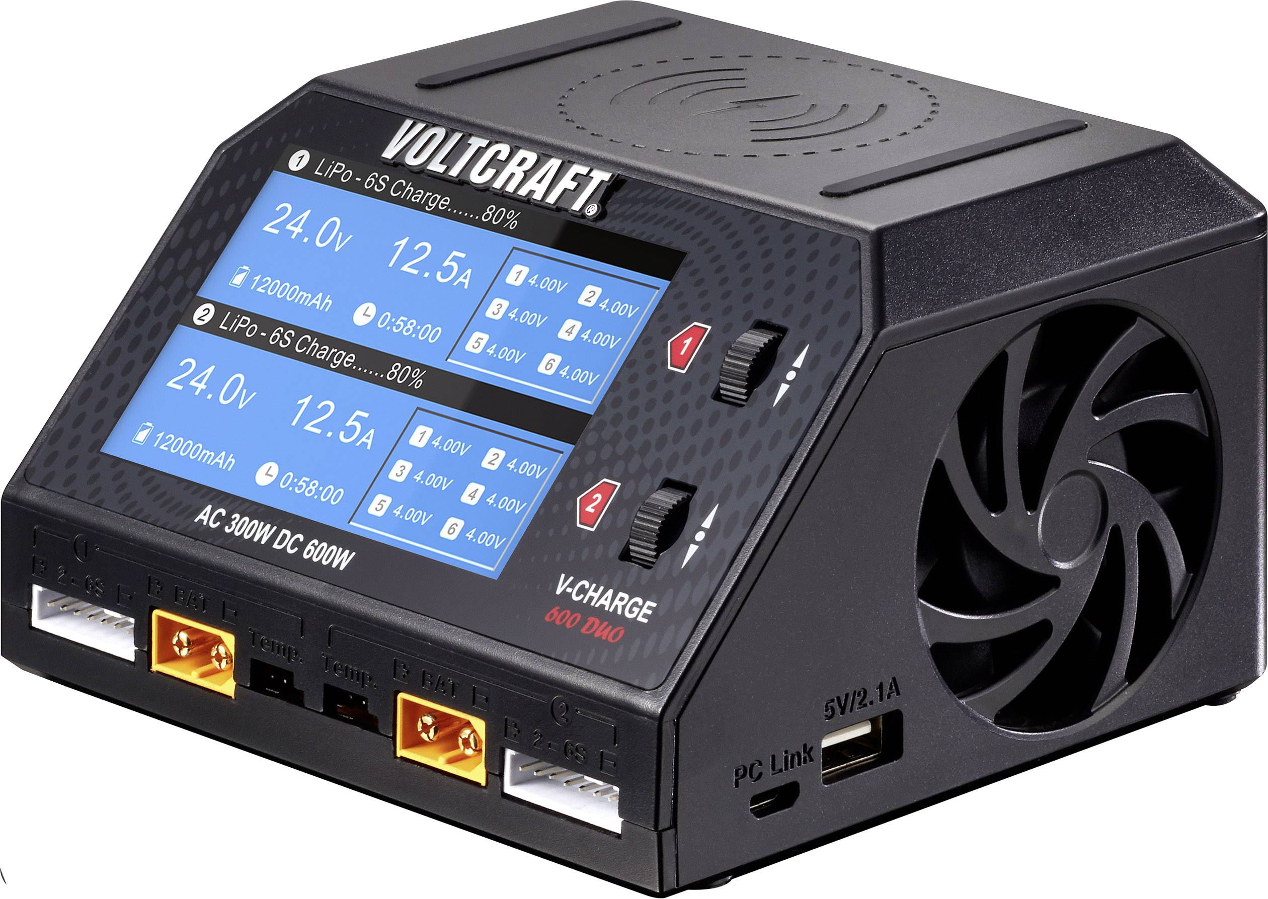 VOLTCRAFT V-Charge 600 DUO Cargador para modelismo 16 A LiPo, Litio de alto voltaje, Li-Ion, LiFePO, NiMH, NiCd, Plomo-0