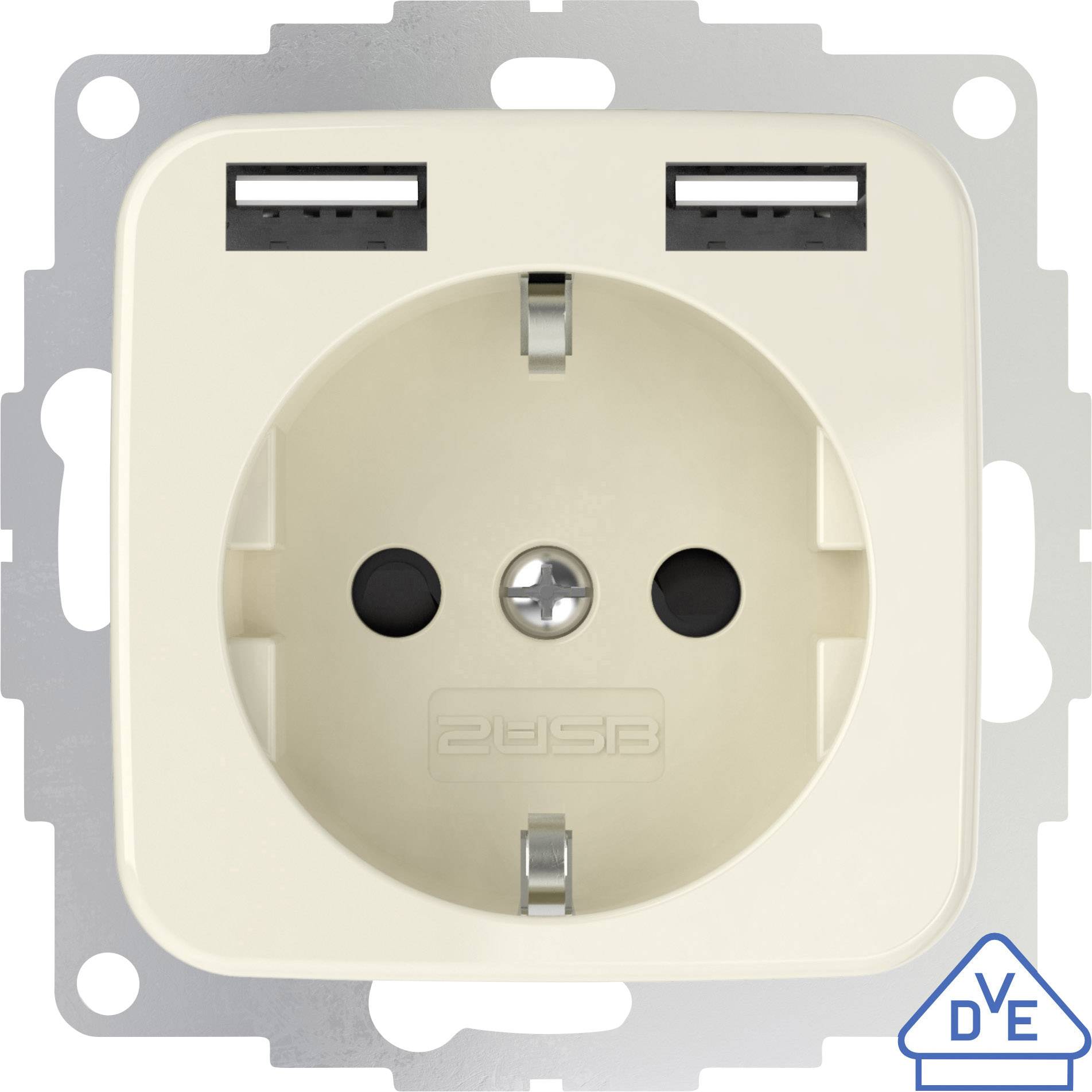 2USB 2U-449399 Toma empotrada Con USB Blanco crema