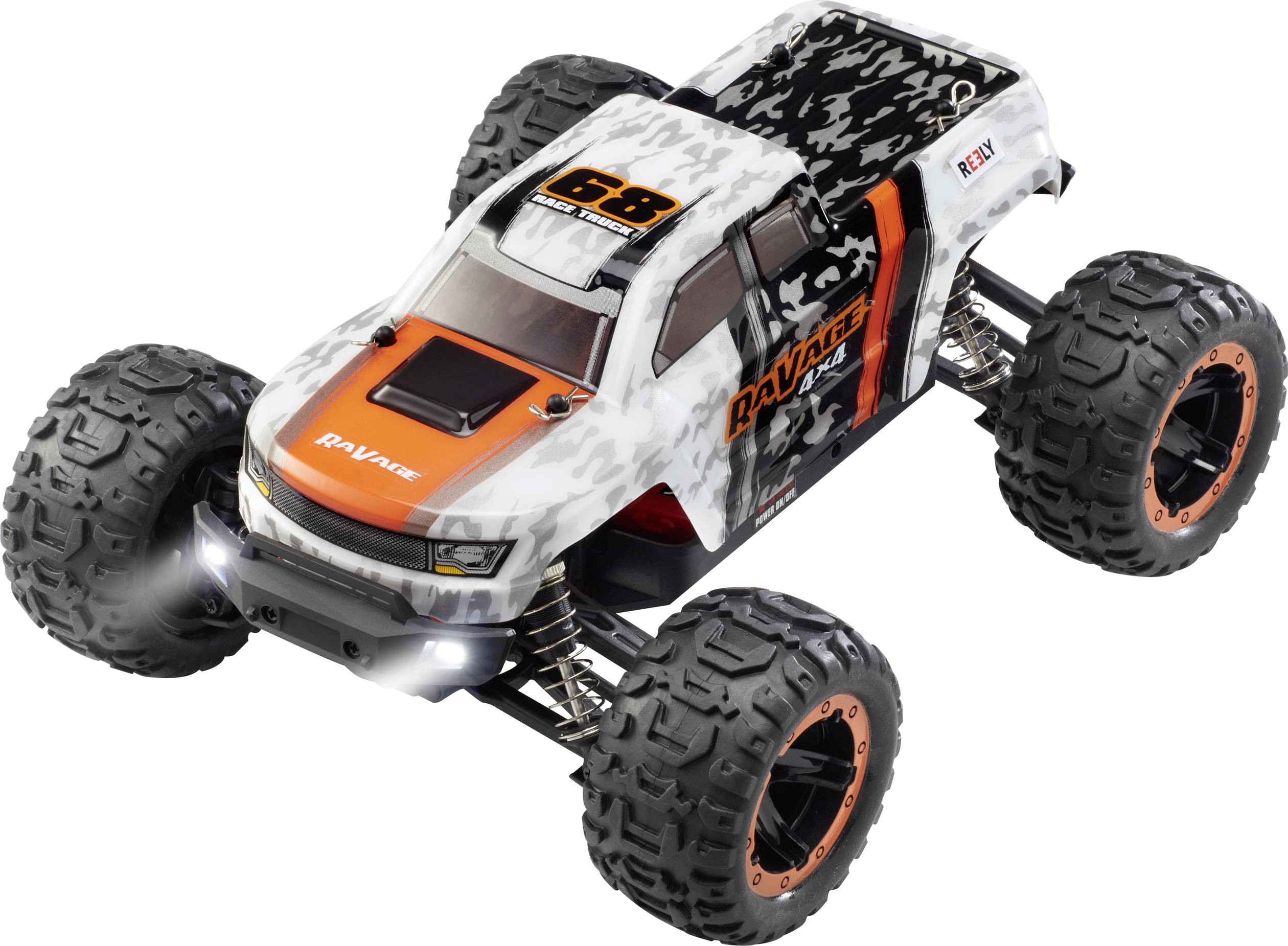 Reely RaVage 4x4 Naranja, Blanco Con escobillas 1:16 Maqueta de coche de RC Eléctrico Monstertruck Tracción total (4WD) -0