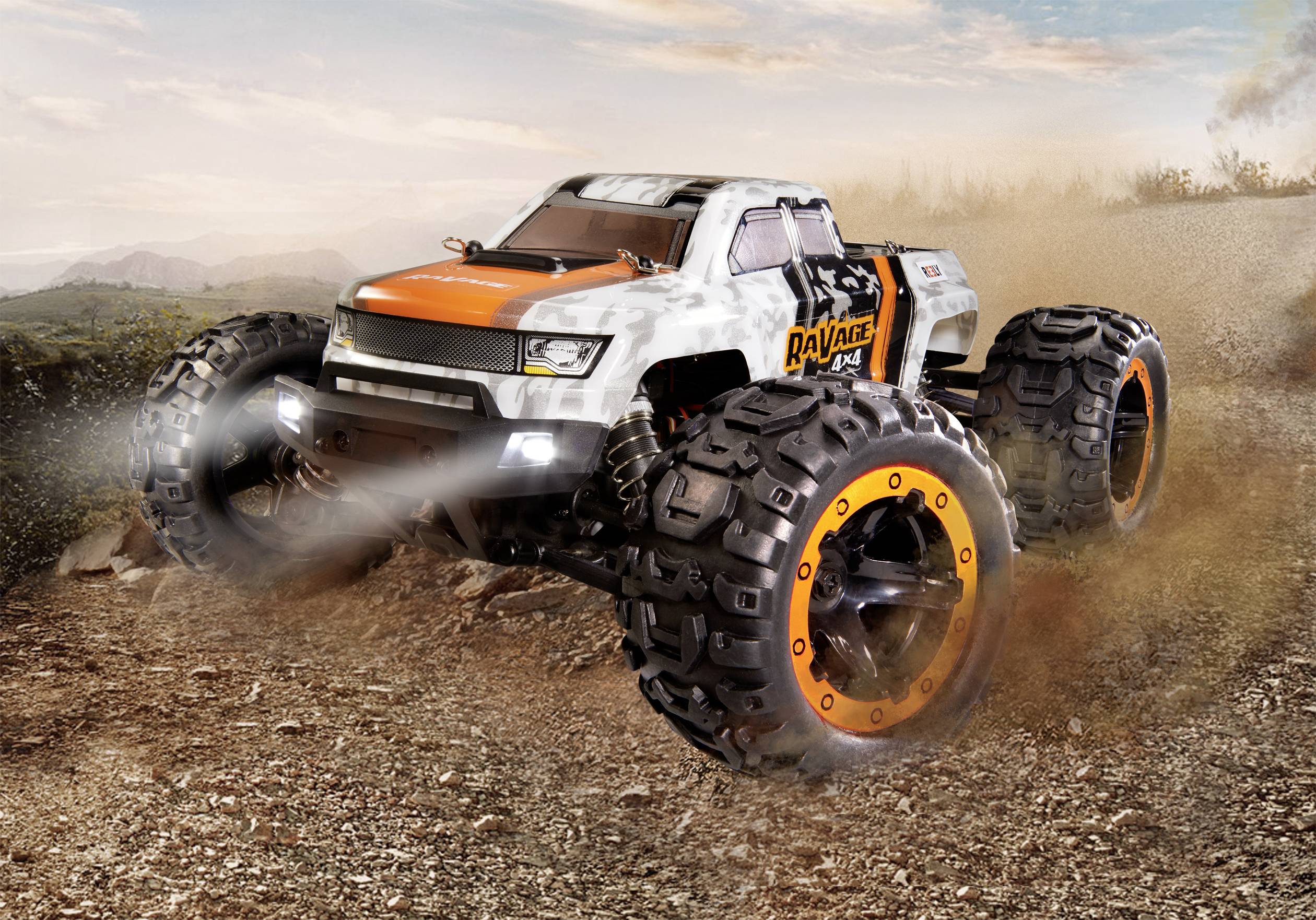 Reely RaVage 4x4 Naranja, Blanco Con escobillas 1:16 Maqueta de coche de RC Eléctrico Monstertruck Tracción total (4WD) -9
