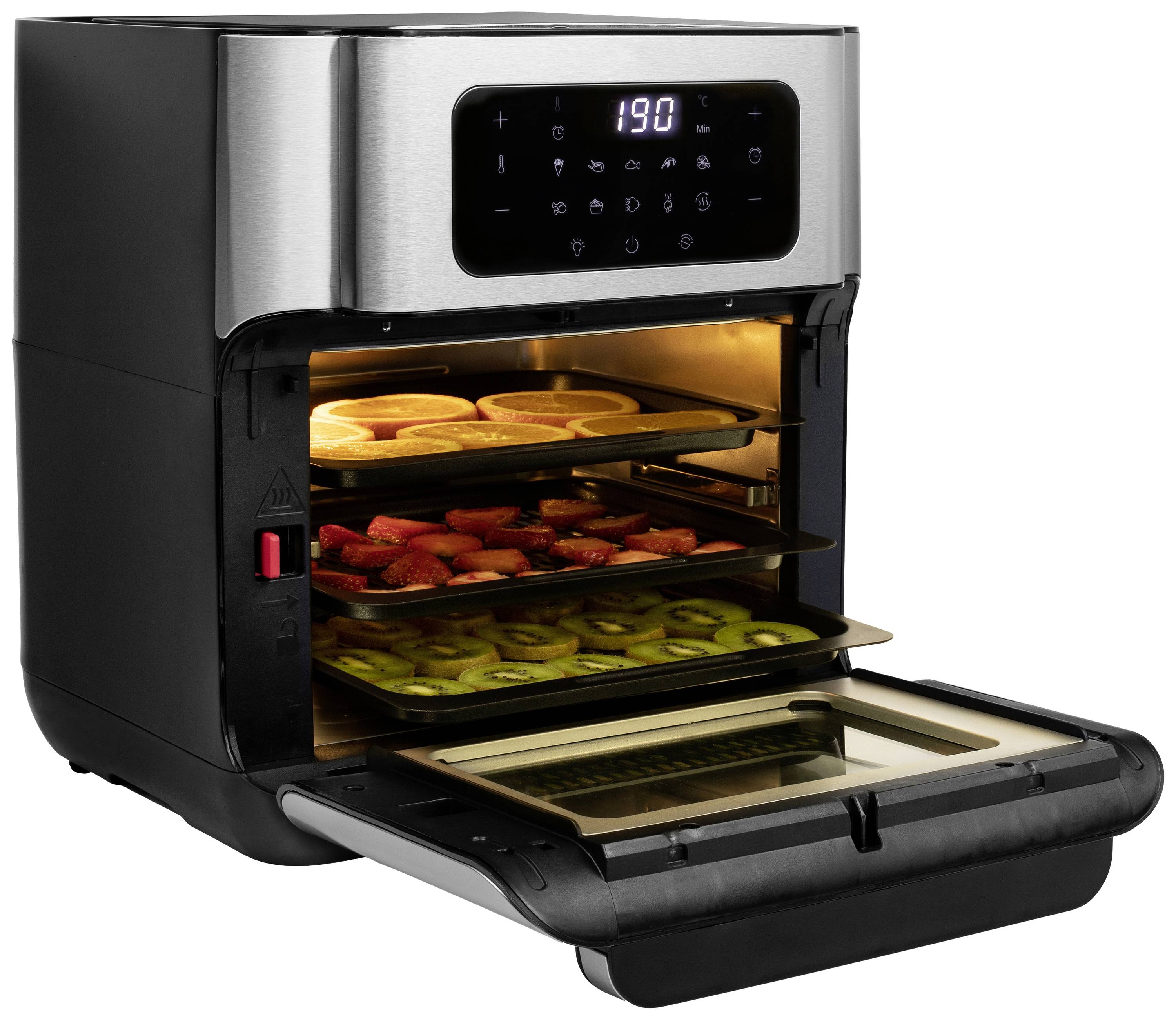 Princess Aerofryer Horno de aire caliente 10 l 1500 W Con pantalla Schwarz, Plata-0
