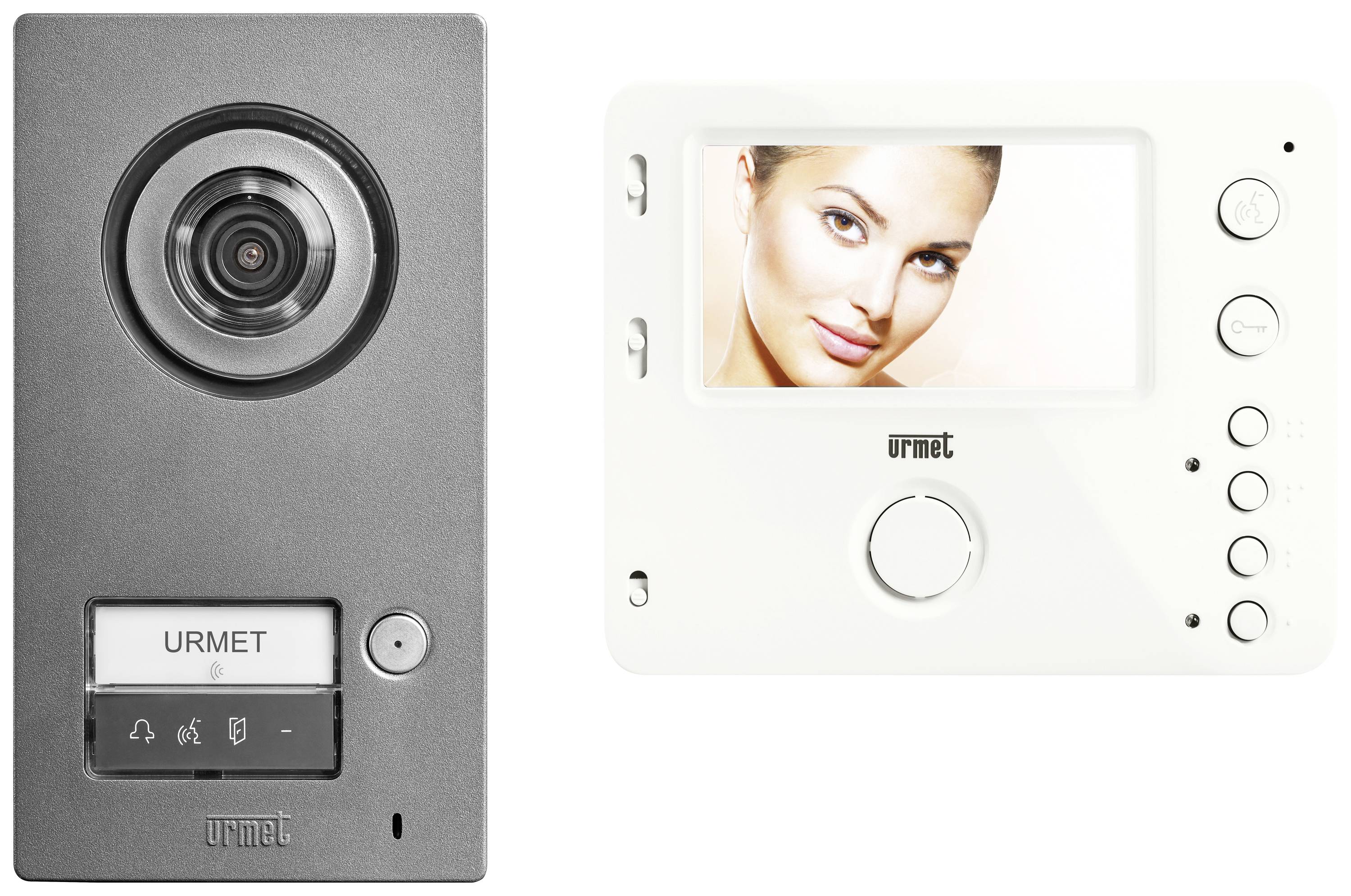 Urmet SET 1784/771 Intercomunicador de puerta con vídeo 2 hilos Juego completo Vivienda familiar de 1 Blanco, Plata-0