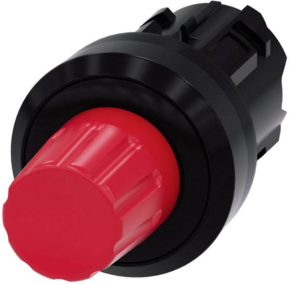 Siemens 3SU10000HC200AA0 3SU1000-0HC20-0AA0 Botón de parada Anillo frontal de plástico, Redonda Pomo Schwarz, Rot Desbloqueo por giro 1 UD(S).