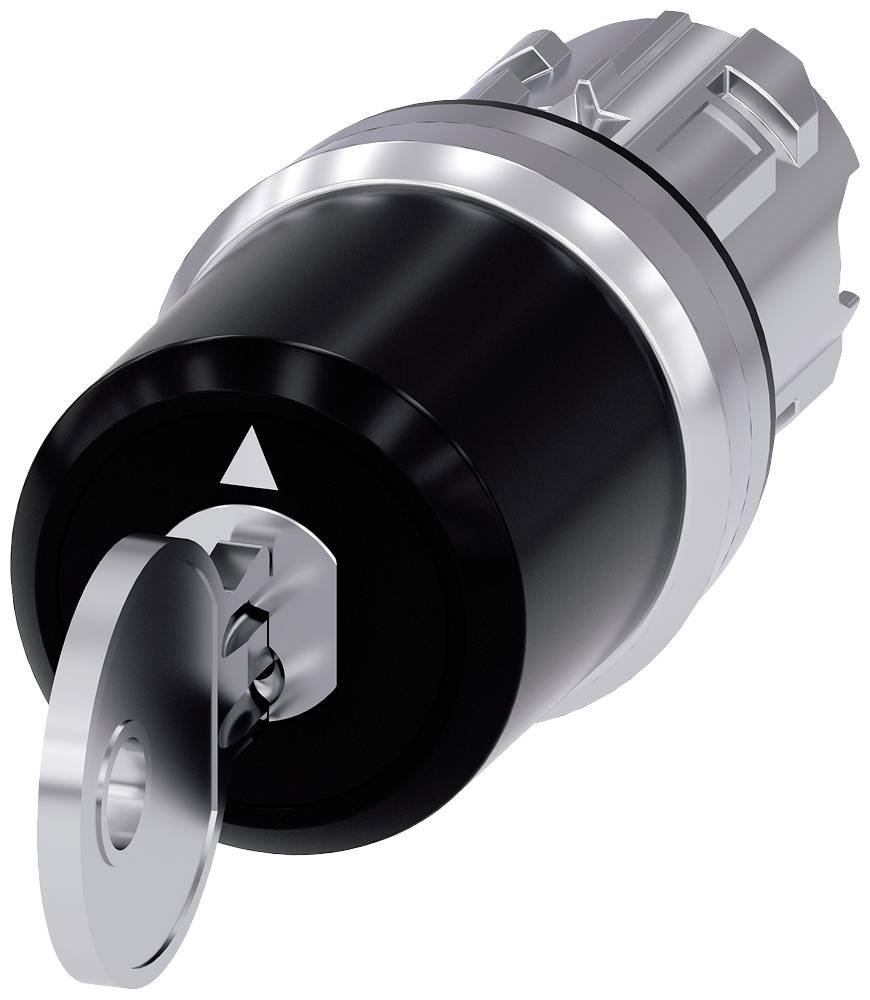 Siemens 3SU10505JL010AA0 3SU1050-5JL01-0AA0 Interruptor de llave Anillo frontal de metal, Alto brillo Llave Plata 2 x 45 ° 1 UD(S).