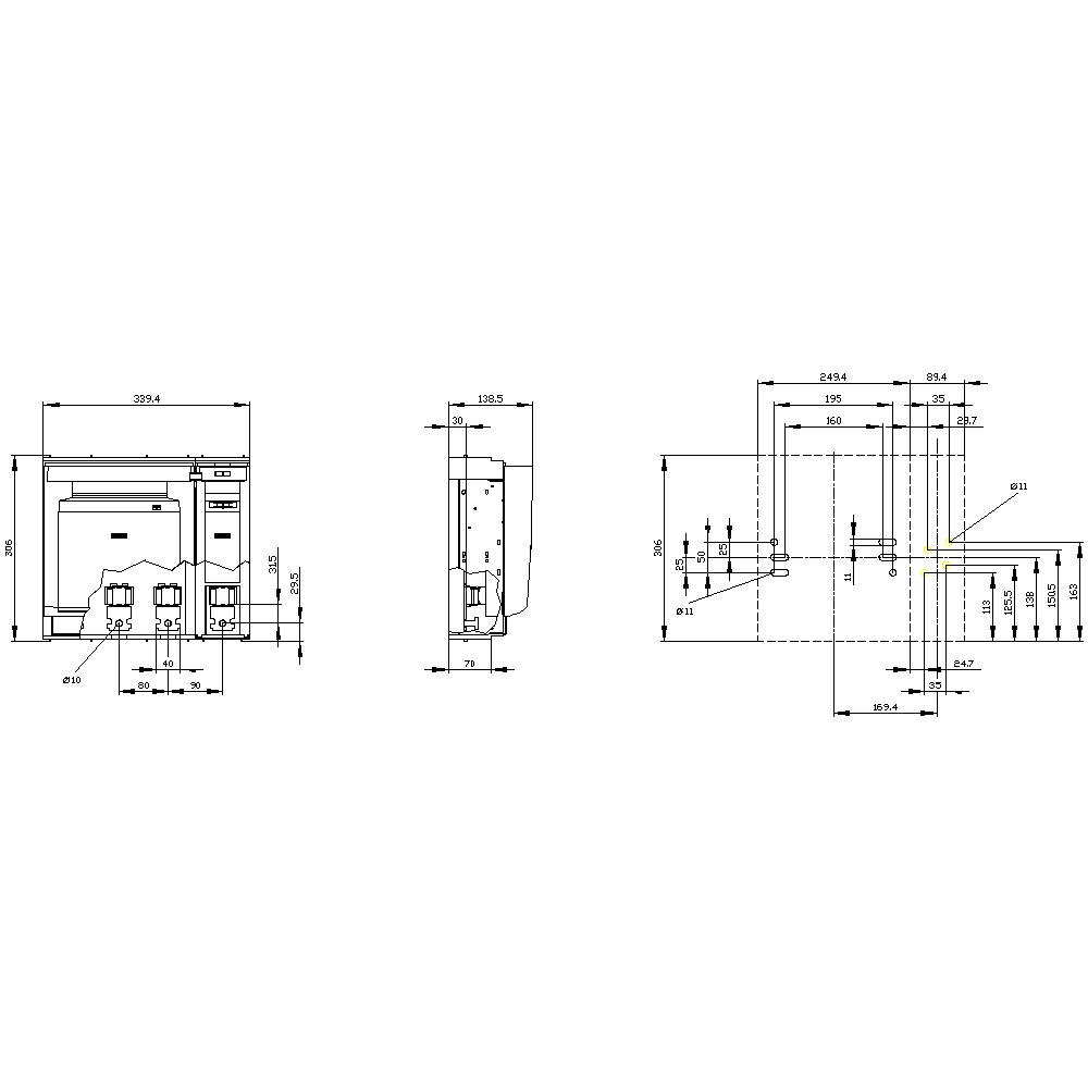 Siemens 3NP11641DA10 Sección de carga de seguridad Tamaño de fusible = 3 630 A 690 V/AC, 440 V/DC 1 UD(S).-1