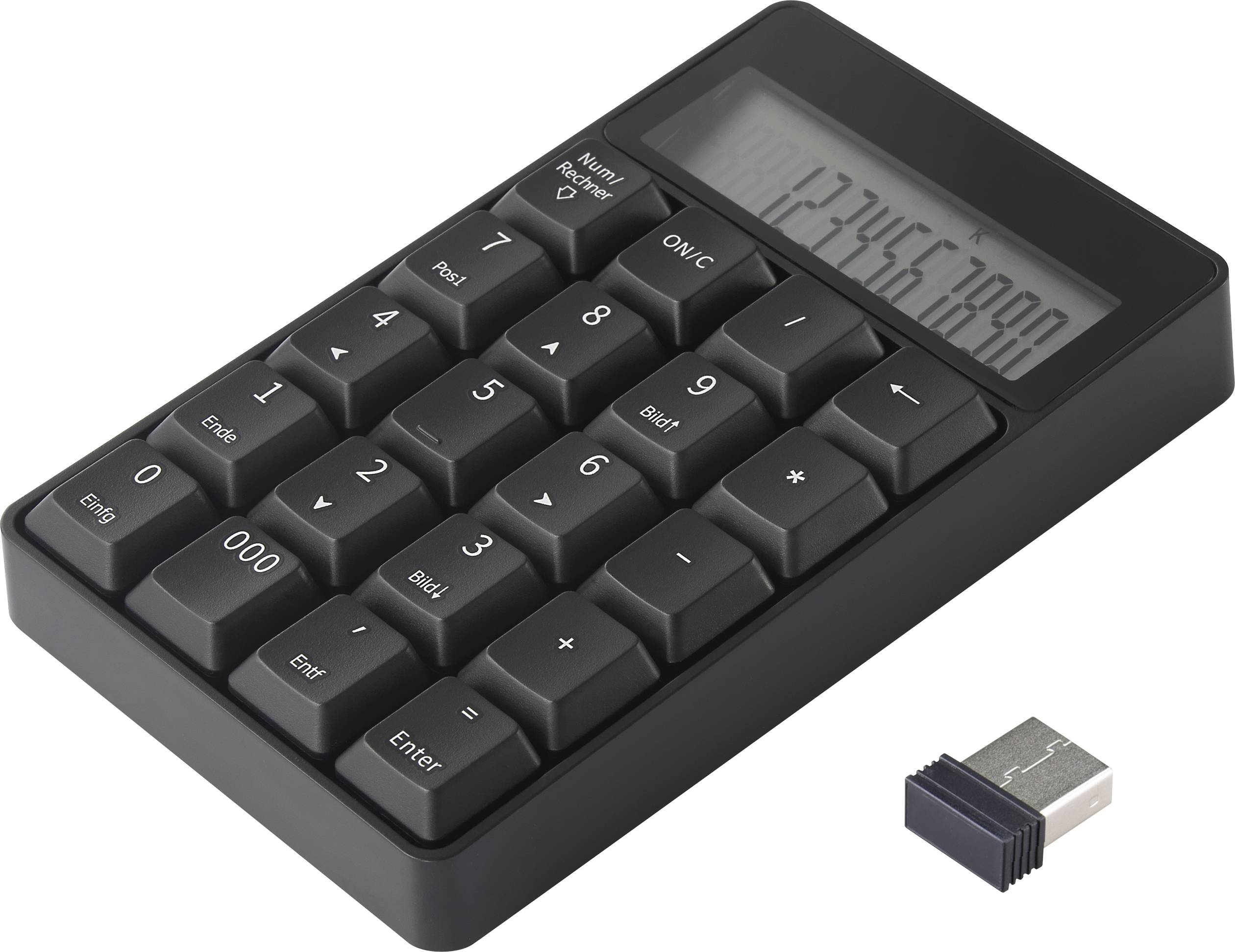 Renkforce RF-NK-201 Sin cable Teclado numérico Pantalla, Función de calculadora Schwarz-0
