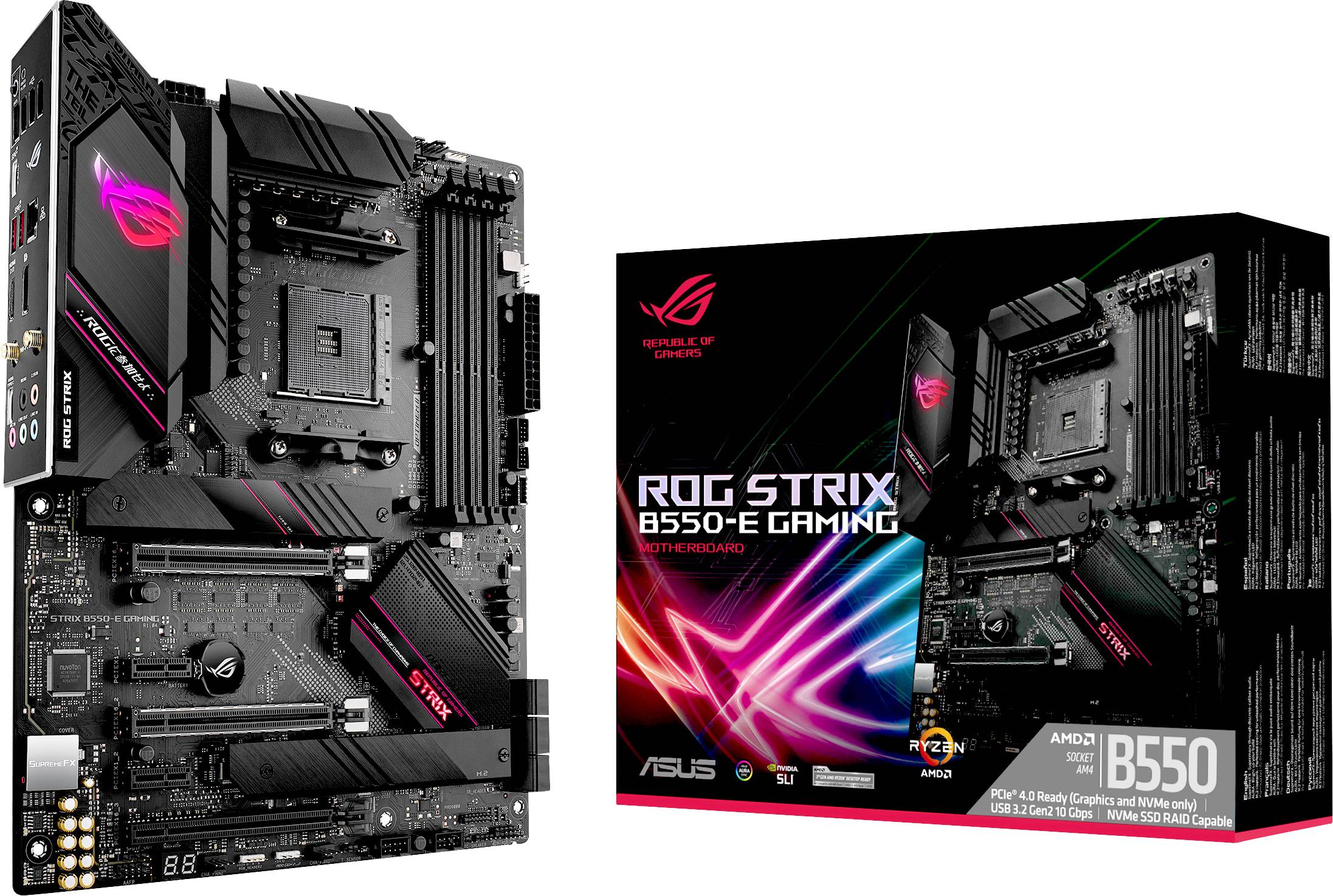 Asus ROG STRIX B550-E GAMING Placa base Portalámparas AMD AM4 Factor de forma ATX Placa base del circuito integrado auxiliar AMD® B550