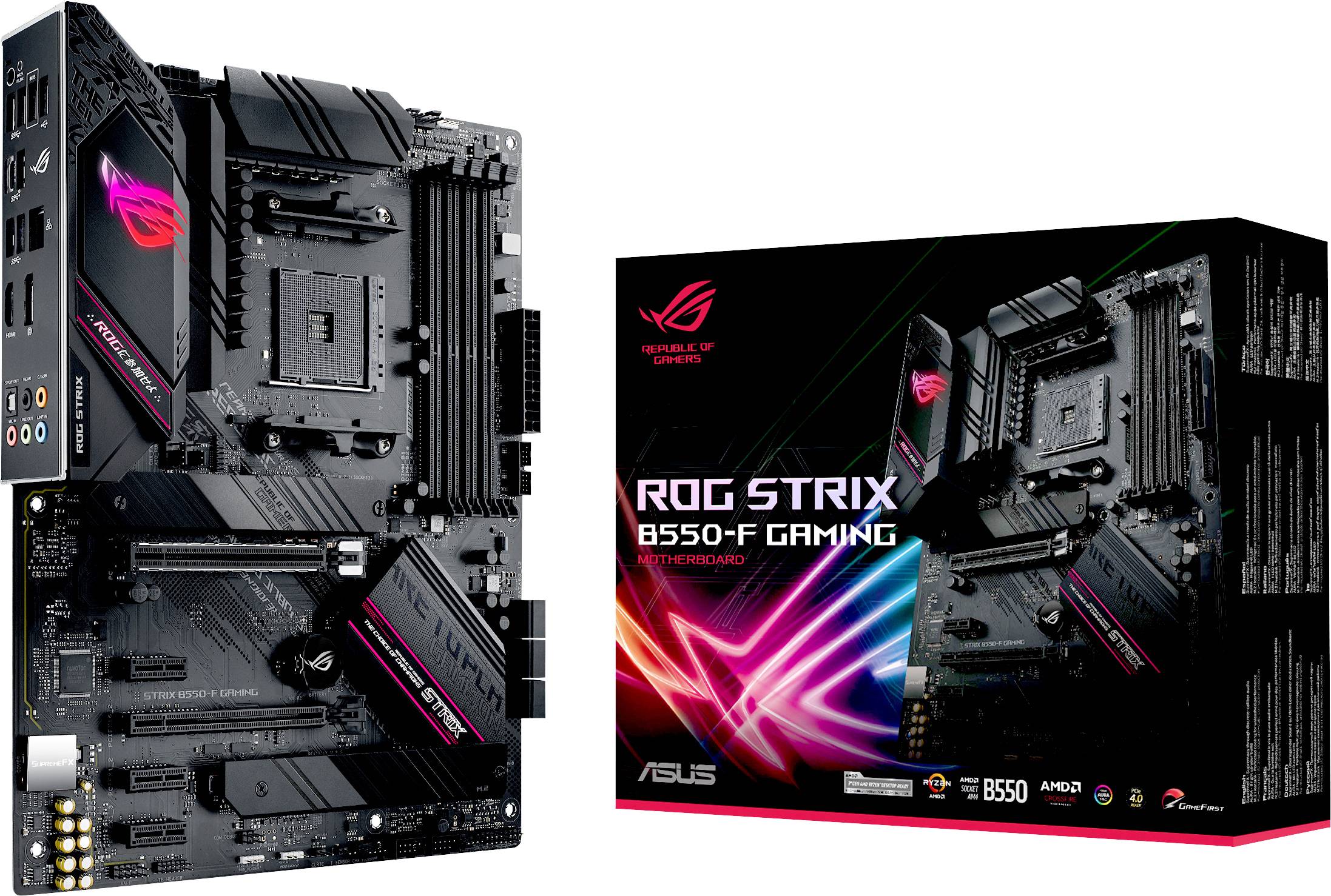 Asus ROG STRIX B550-F GAMING Placa base Portalámparas AMD AM4 Factor de forma ATX Placa base del circuito integrado auxi-0