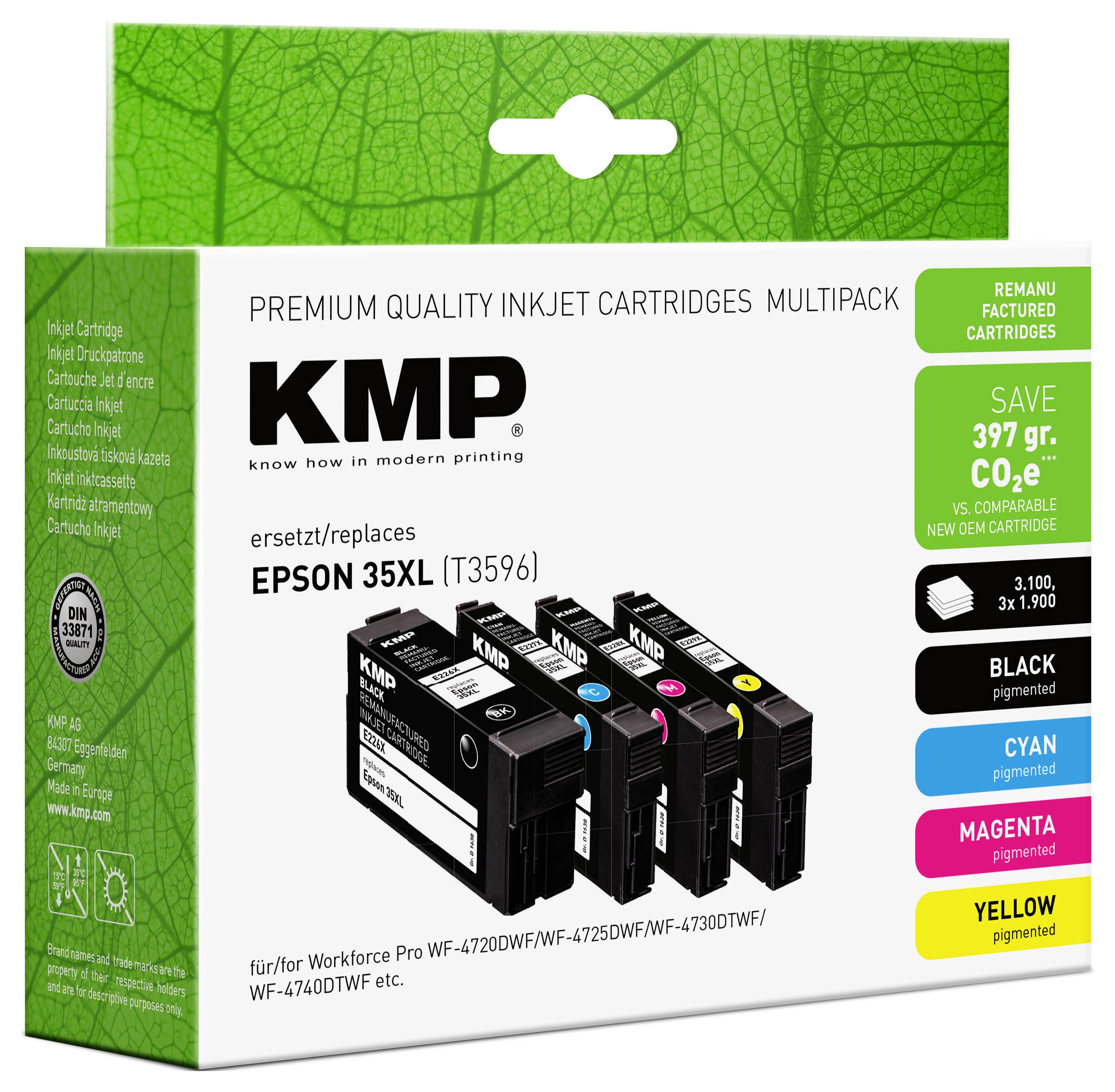 KMP Ink reemplaza Epson 35XL, T3596, T3591, T3592, T3593, T3594 Compatible Paquete combinado Negro, Cian, Magenta, Amari-1