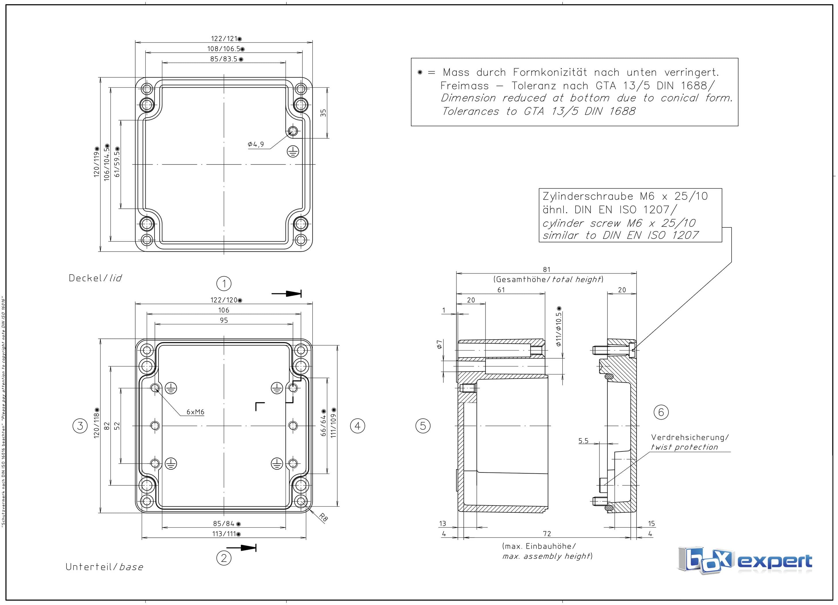 Boxexpert BXPBAL12212081-A01 Carcasa de instalación 122 x 120 x 81 Aluminio Gris plata 1 UD(S).-4