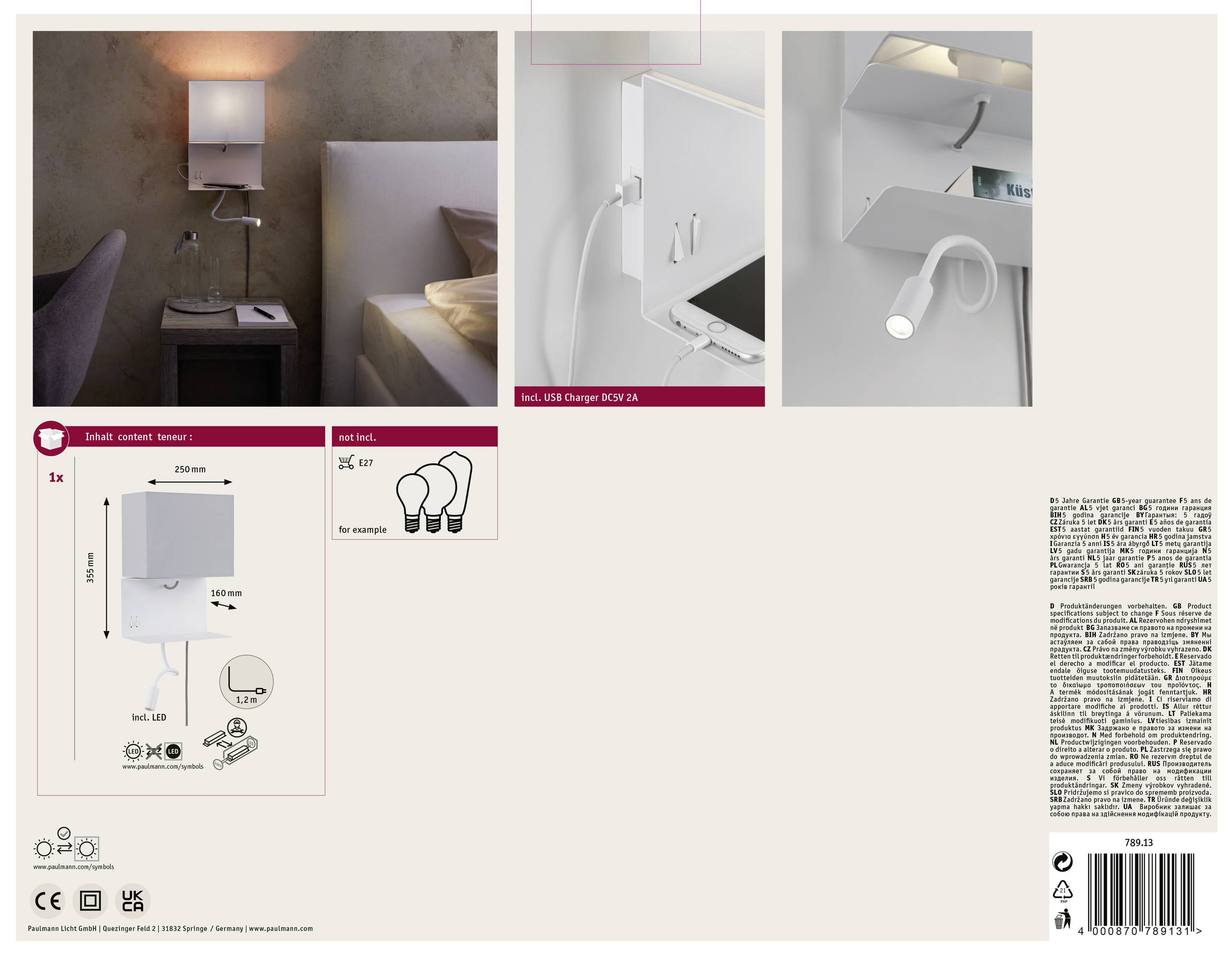 Paulmann Merani 78913 Apliques LED de pared E27 2.5 W LED Gris, Blanco-11