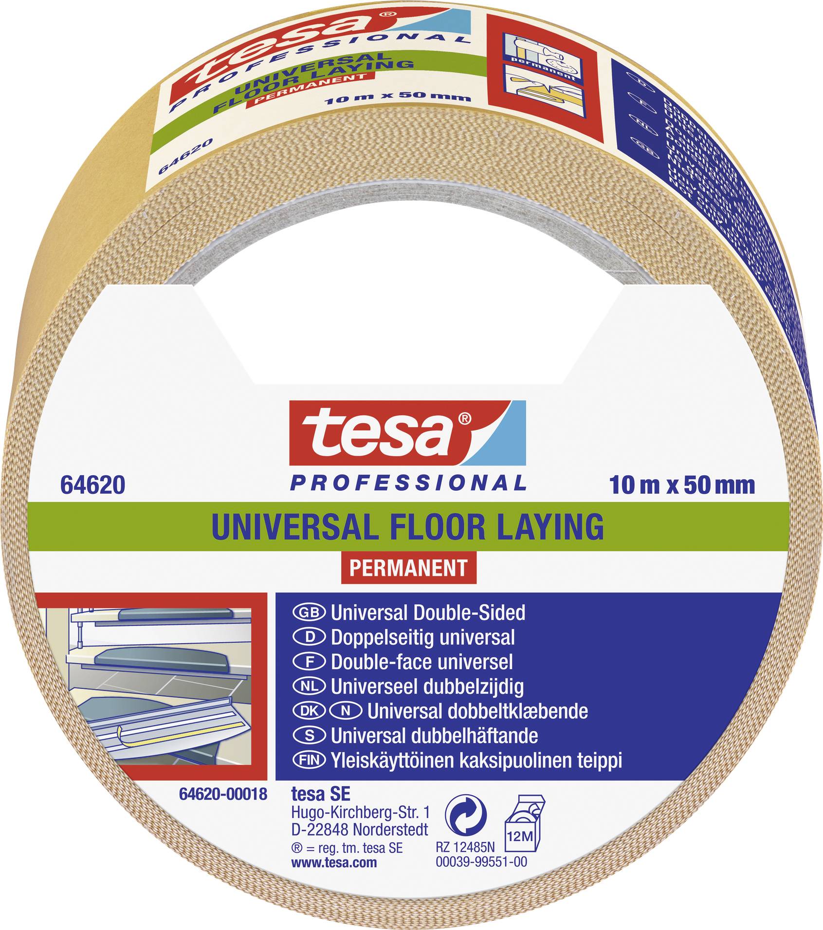 tesa UNIVERSAL PERMANENT 64620-00018-11 Gaffer tape tesa® Professional Blanco (Lon. x Anch.) 10 m x 50 mm 1 UD(S).