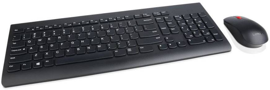 Lenovo Essential Sin cable, Radiocontrolado Set de teclado y ratón A prueba de salpicaduras, Con teclado numérico Húngaro, QWERTZ Schwarz