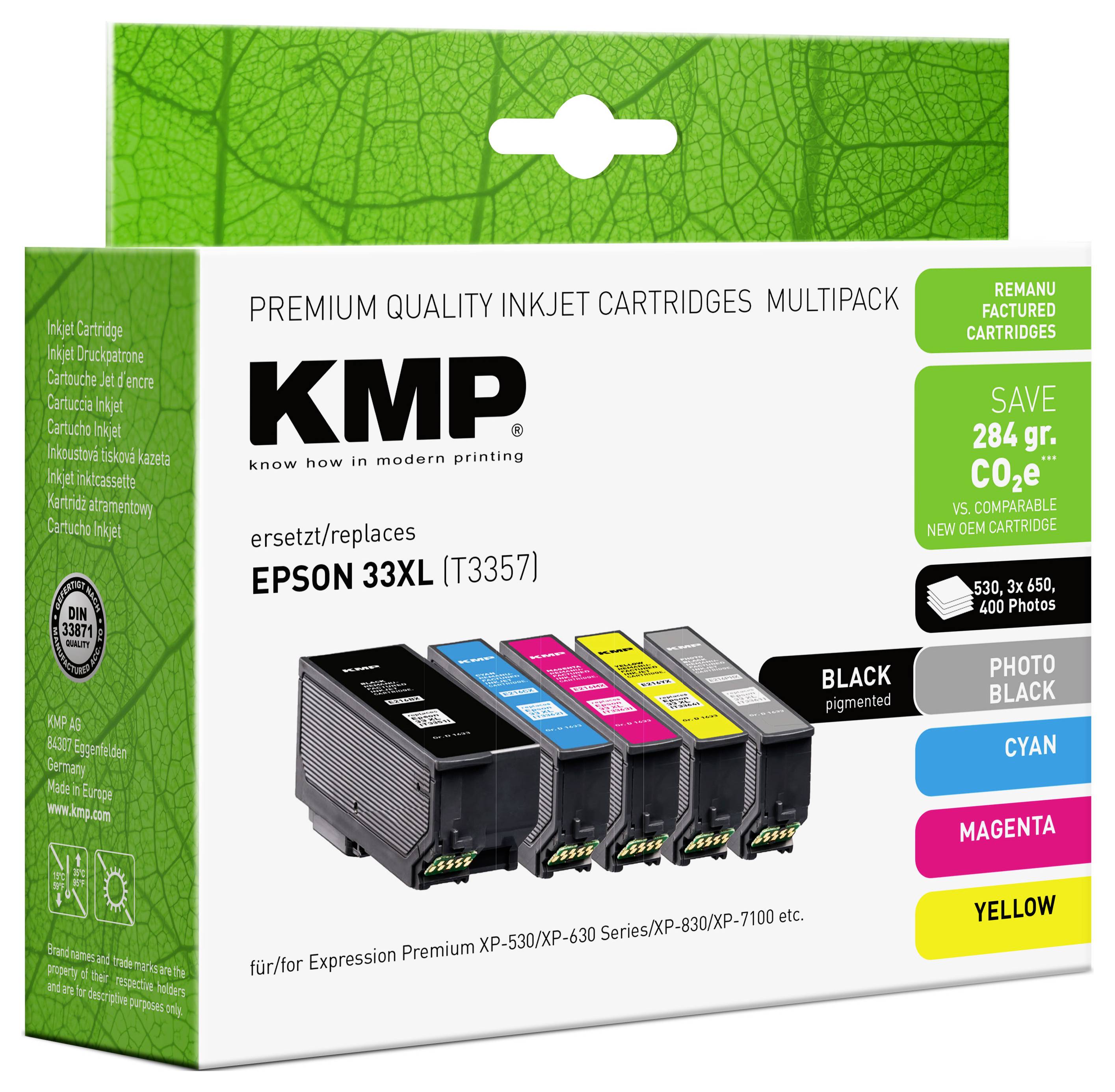 KMP Ink reemplaza Epson 33XL, T3357, T3351, T3361, T3362, T3363, T3364 Compatible Paquete combinado Negro, Cian, Magenta-1