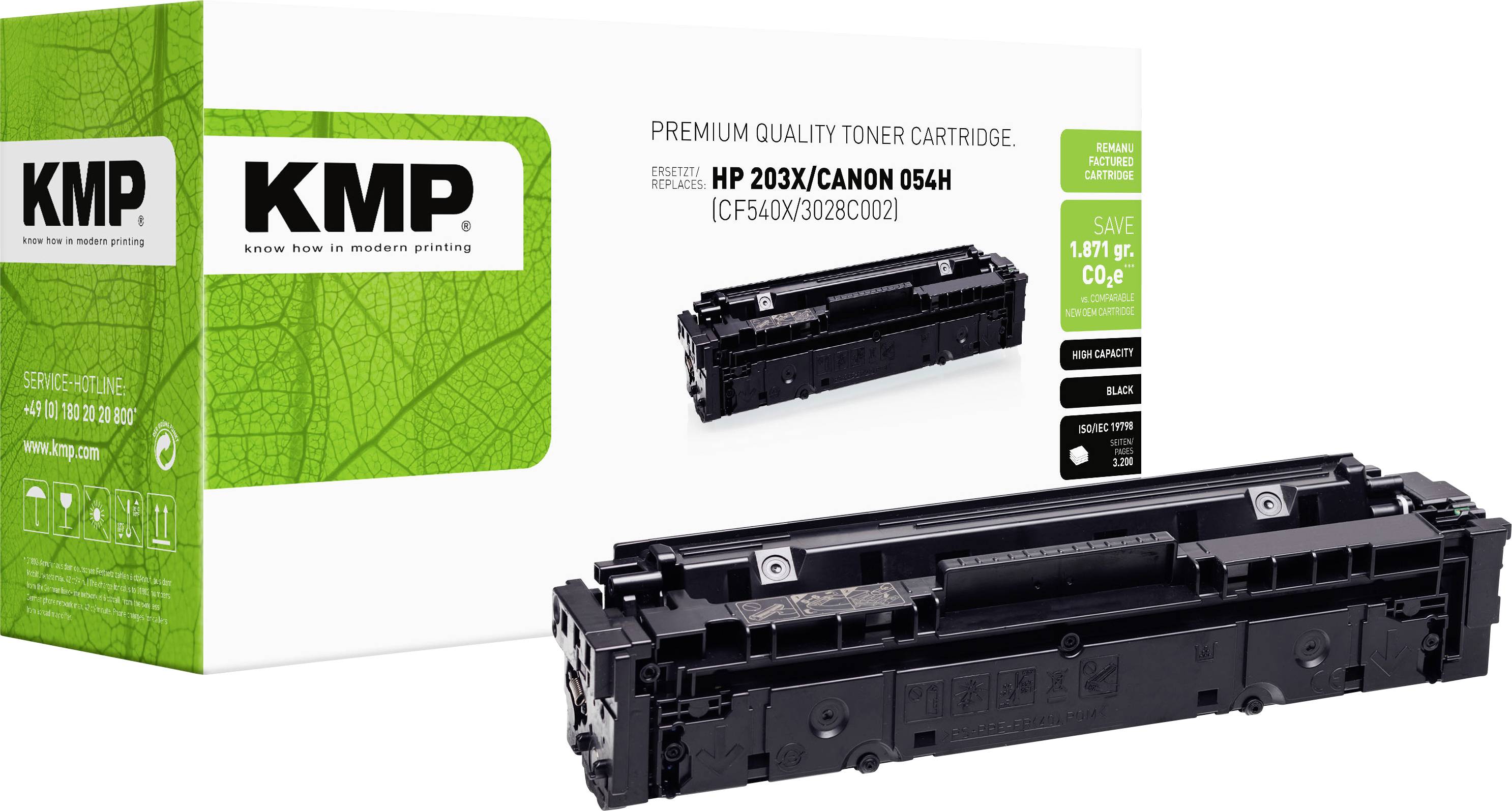 KMP Tóner reemplaza Canon, HP HP 203X (CF540X) Compatible Negro 3200 Lados H-T246BX 2549,3000-0