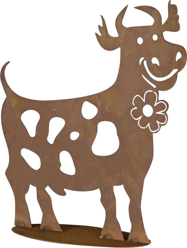 Siena Garden Figura decorativa Vaca divertida Chapa de acero Marrón