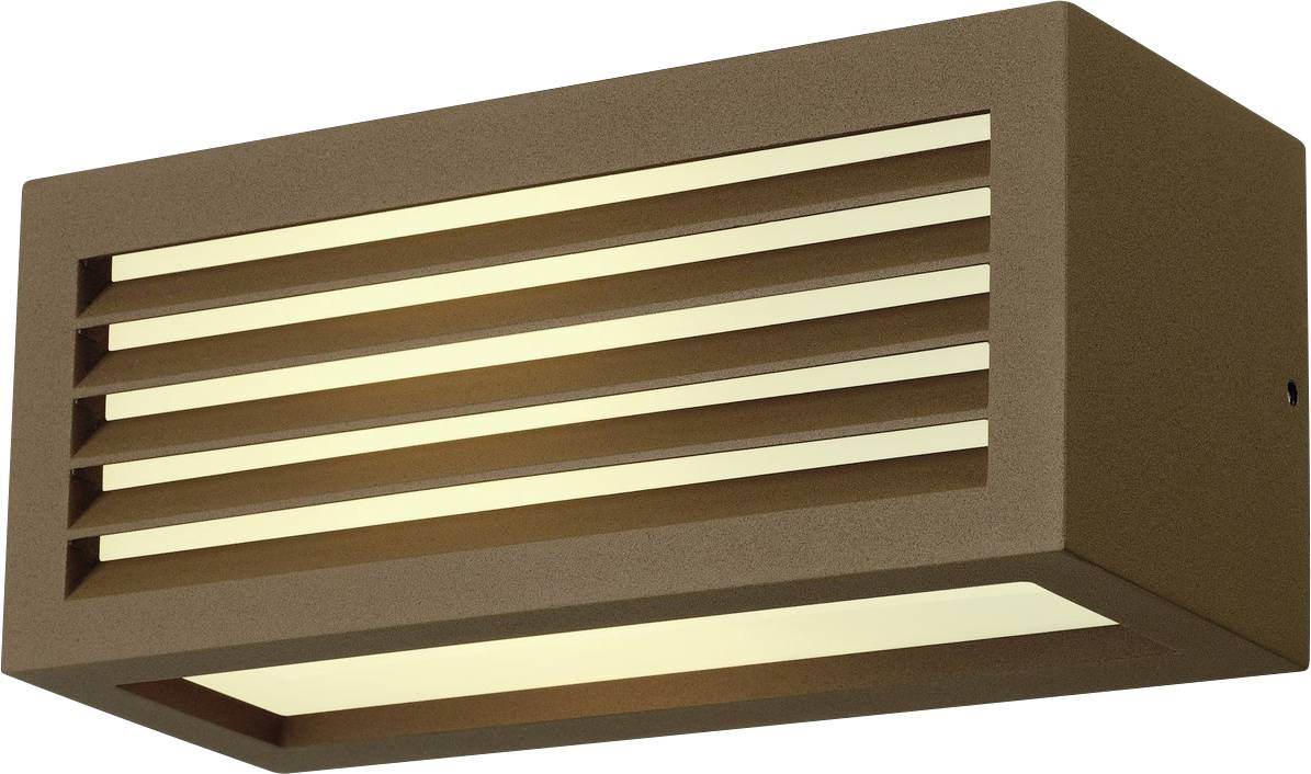 SLV BOX-L 232497 Apliques de pared para exteriores Clase de eficiencia energética: G (A - G) E27 18 W Óxido-0
