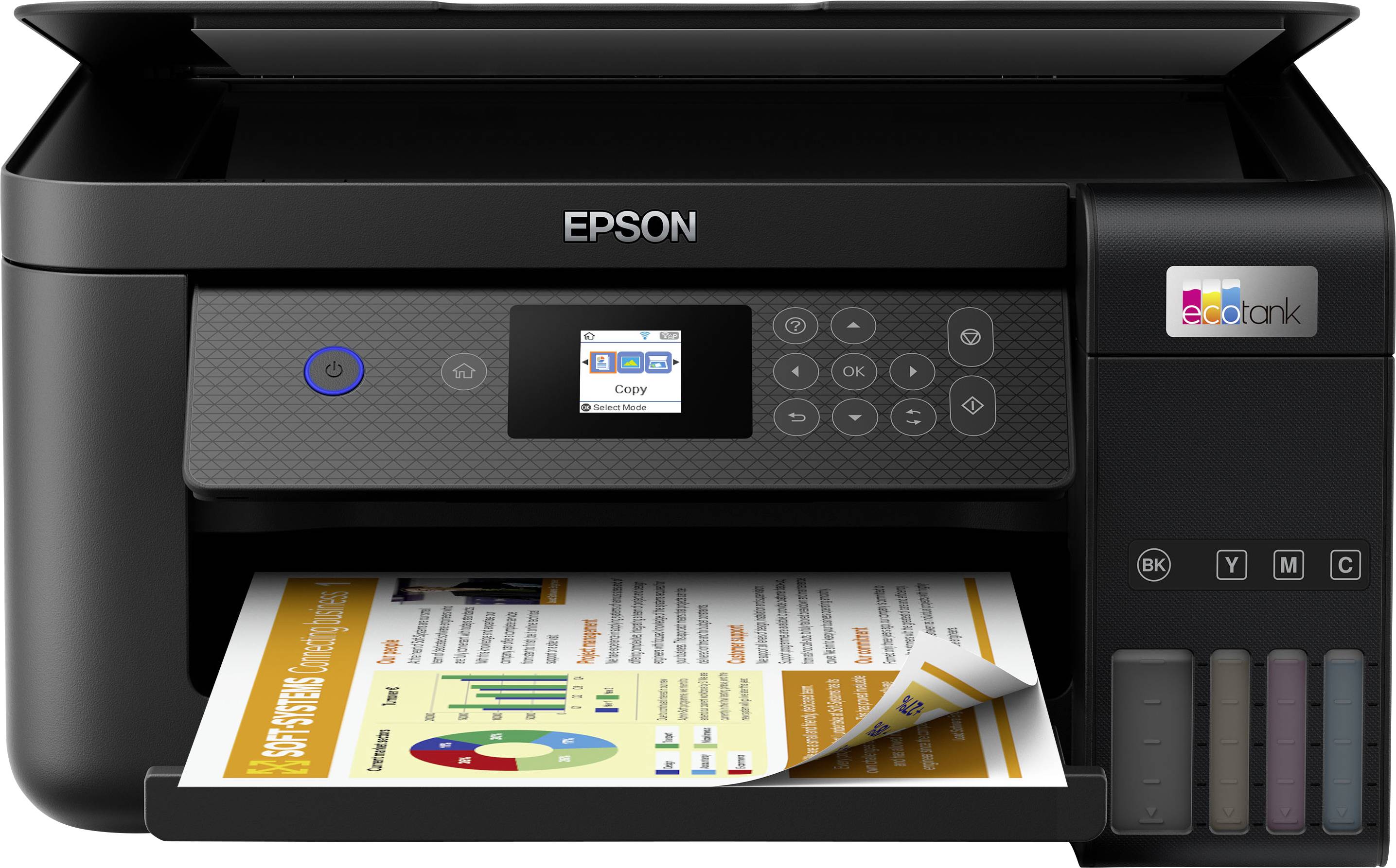 Epson ET-2850 Impresora multifunción Inyección de tinta Color A4 Impresora, escáner, fotocopiadora Duplex, Sistema de depósito de tinta, USB, WLAN