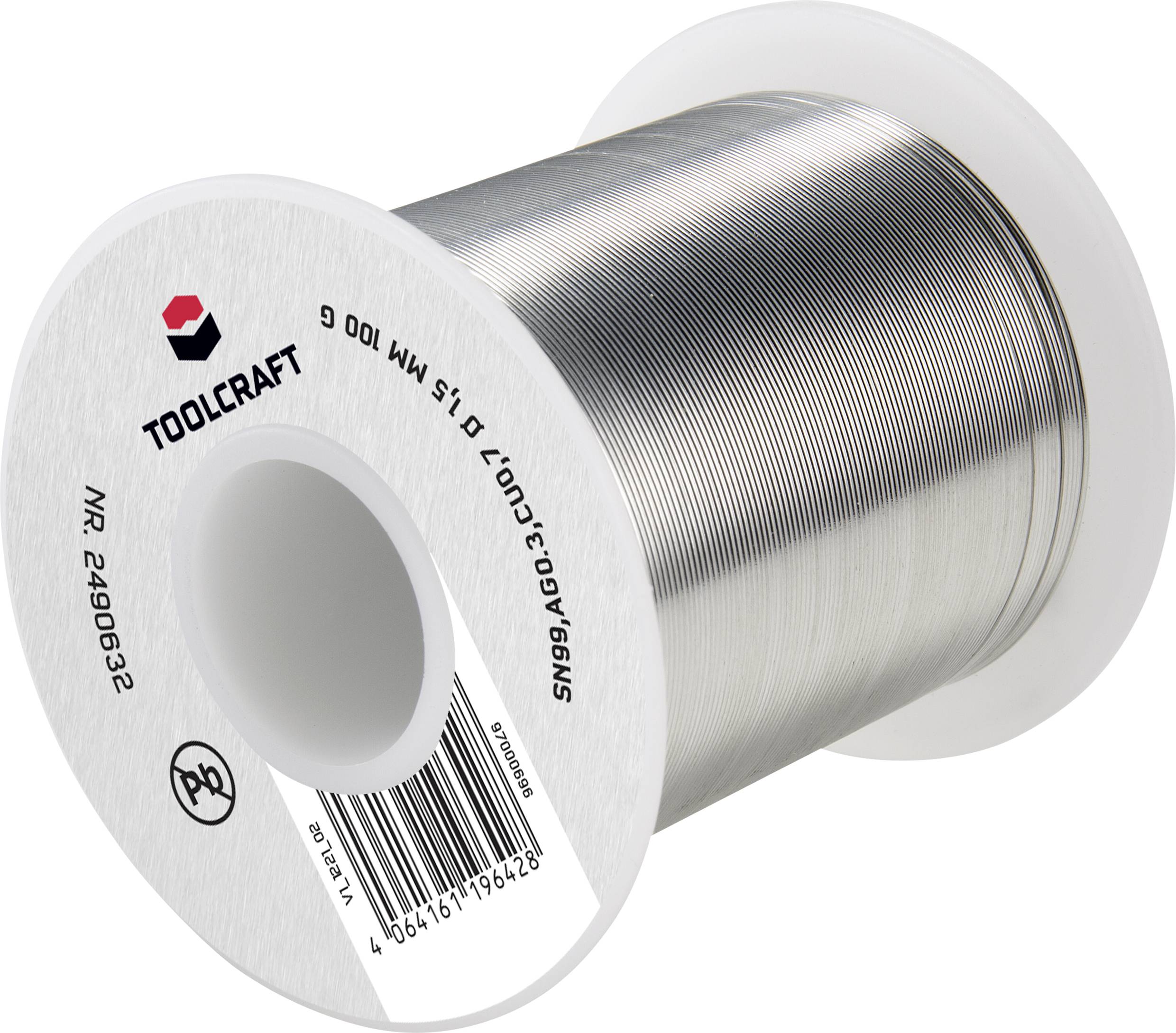 TOOLCRAFT Estaño para soldar, sin plomo Bobina SN99AG03C ROL1 100 g 1.5 mm-0