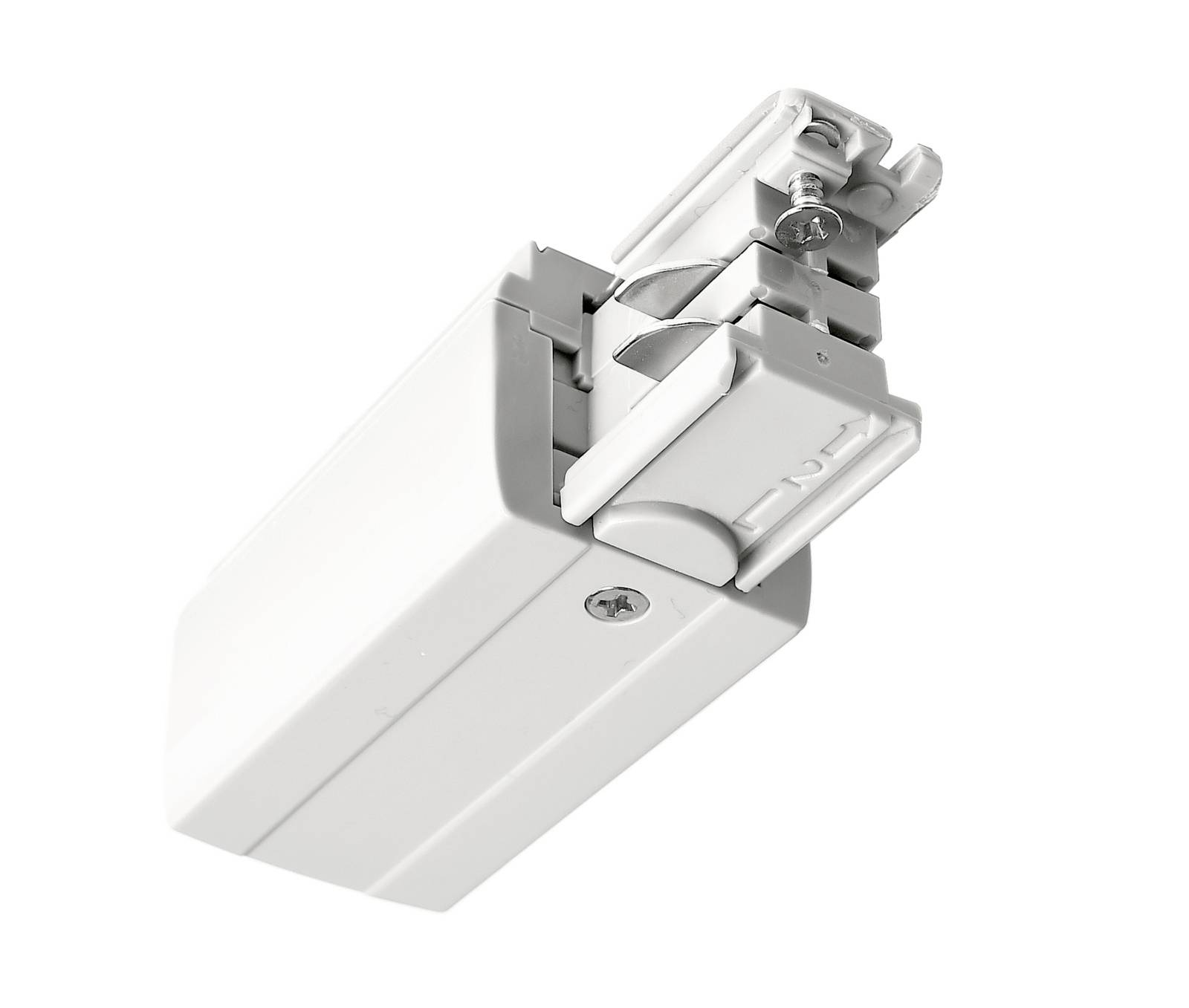Deko Light 710009 D Line elektrischer Einspeiser links Componente de alto voltaje con sistema de riel Barra colectora 3phasig Blanco