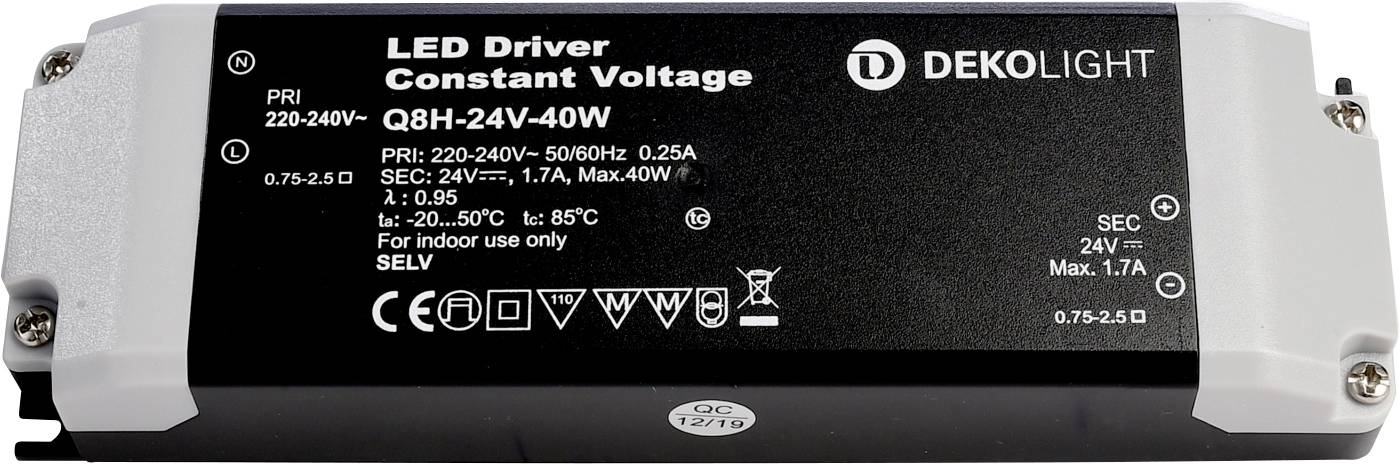 Deko Light Basic CV Transformador de LED Tensión constante 40 W 1700 mA 24 V Protección contra sobrecarga 1 UD(S).