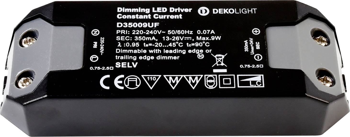 Deko Light Basic DIM CC Transformador de LED Corriente constante 9 W 350 mA 11 - 26 V 1 UD(S).
