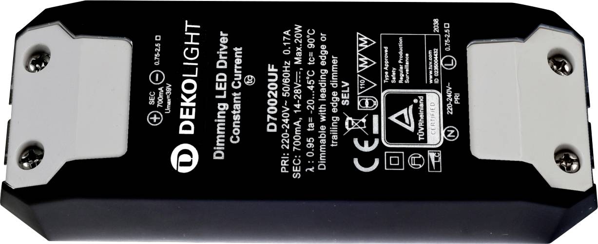 Deko Light Basic DIM CC Transformador de LED Corriente constante 20 W 700 mA 14 - 32 V Atenuable 1 UD(S).-0