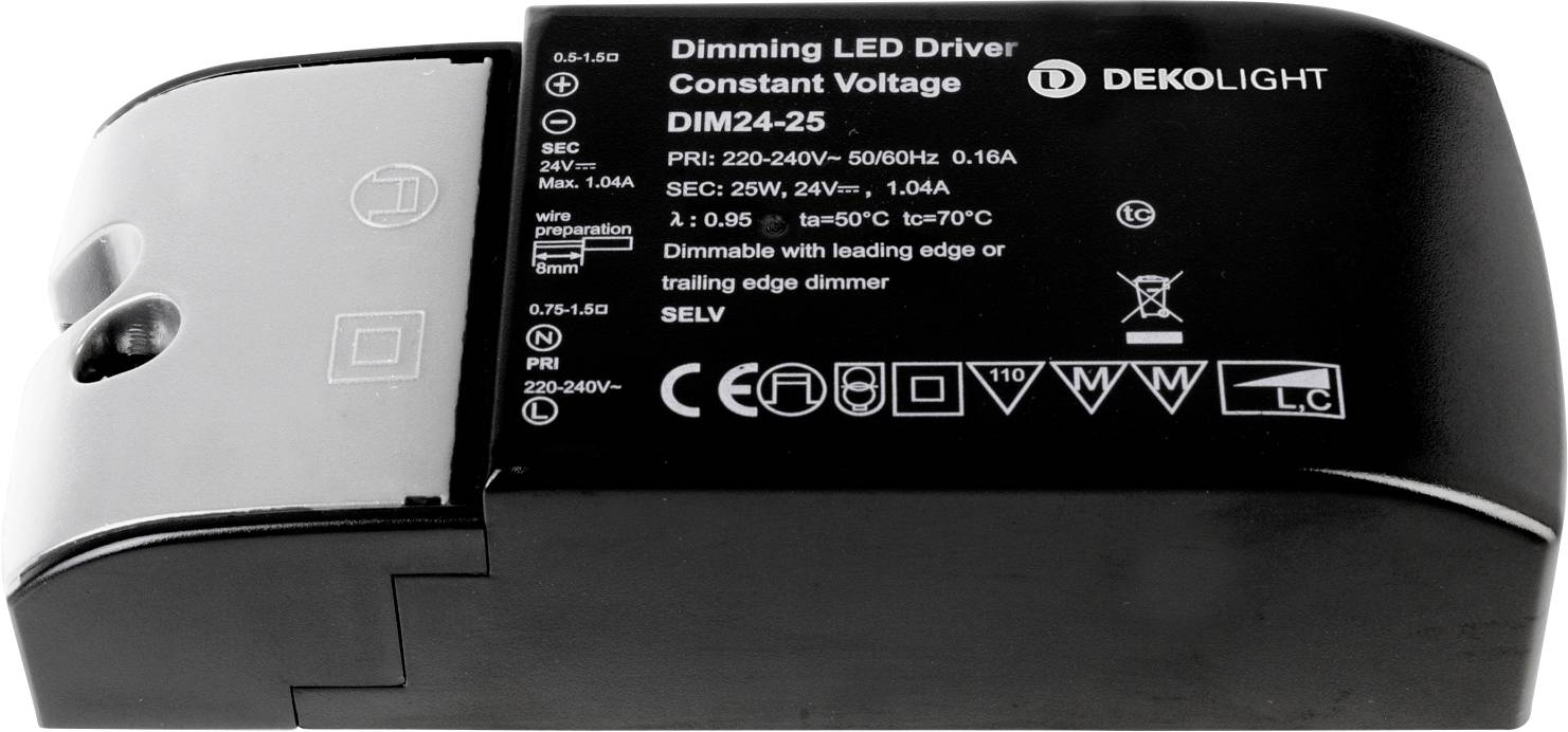 Deko Light Basic DIM CV Transformador de LED Tensión constante 25 W 1040 mA 24 V 1 UD(S).
