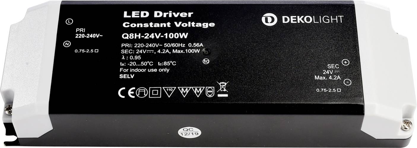 Deko Light Basic CV Transformador de LED Tensión constante 100 W 4200 mA 24 V Protección contra sobrecarga 1 UD(S).