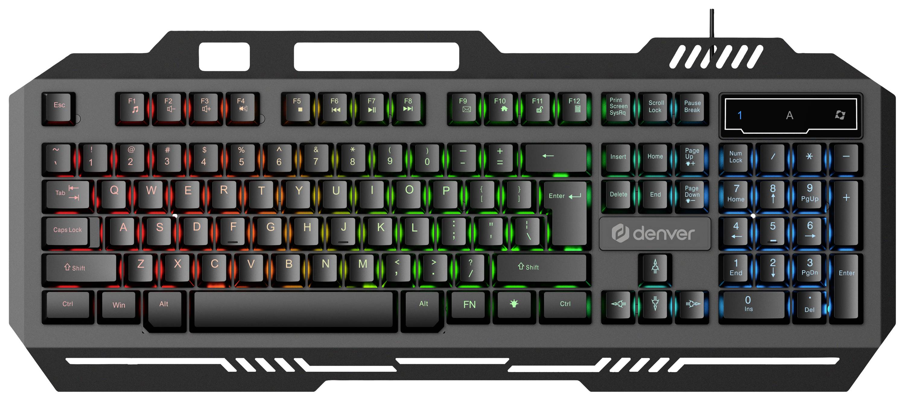 Denver GKB-231 DE USB Teclado para juegos Alemán, QWERTZ Schwarz Iluminado