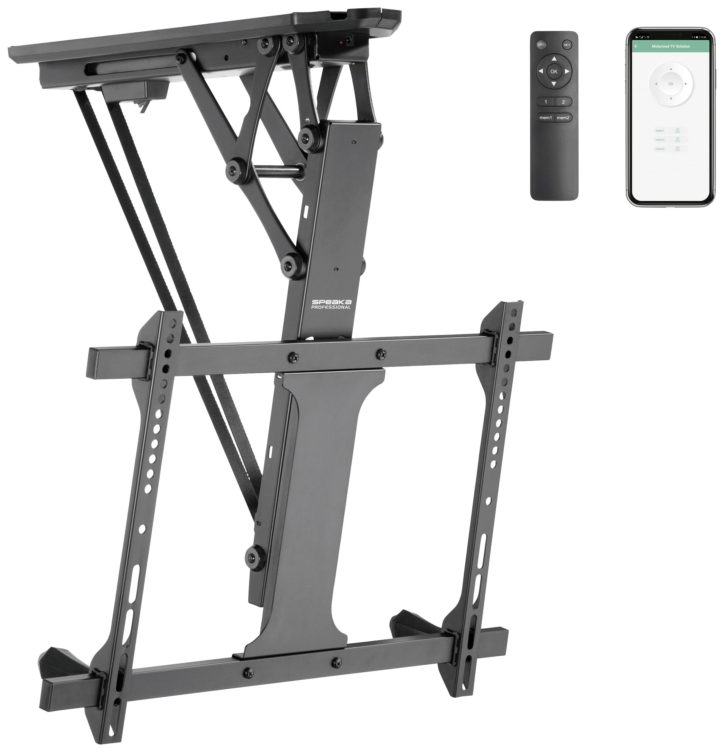 SpeaKa Professional SP-TVCM-520 Soporte de techo para TV 81,3 cm (32") - 177,8 cm (70") Motorizado eléctricamente, Inclinable, Control de aplicación Plegable
