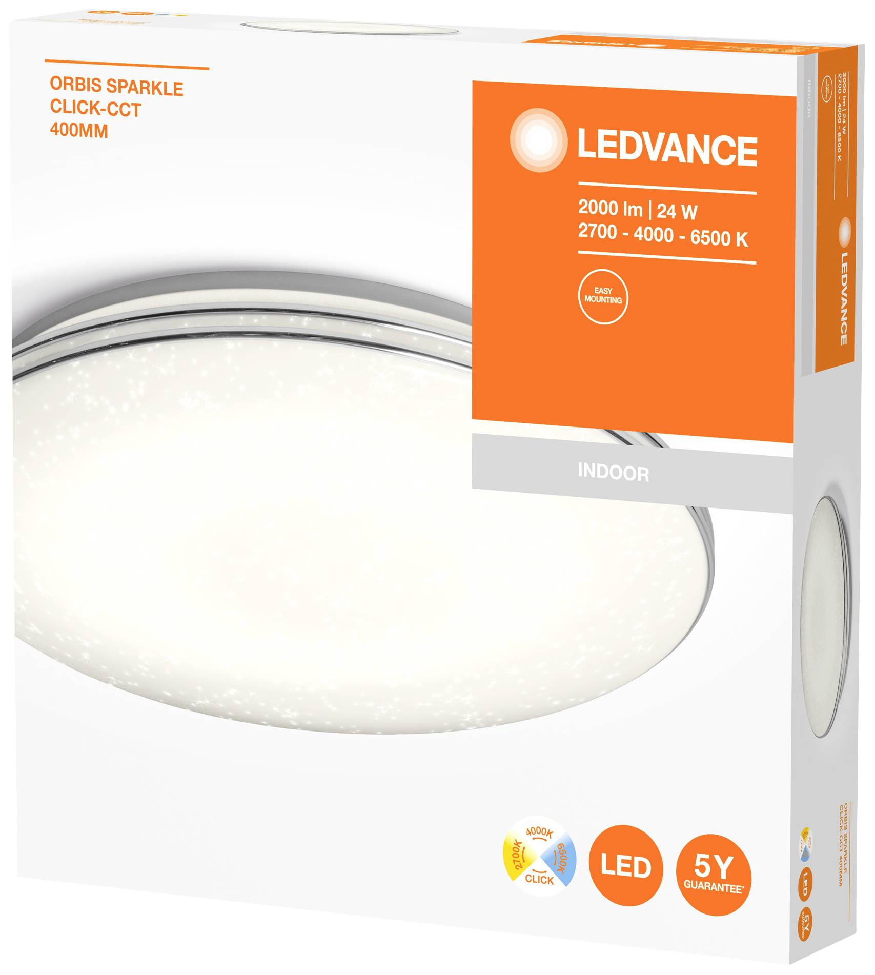 LEDVANCE 4058075633131 Orbis Sparkle Plafón LED LED 3pin 24 W Blanco-1