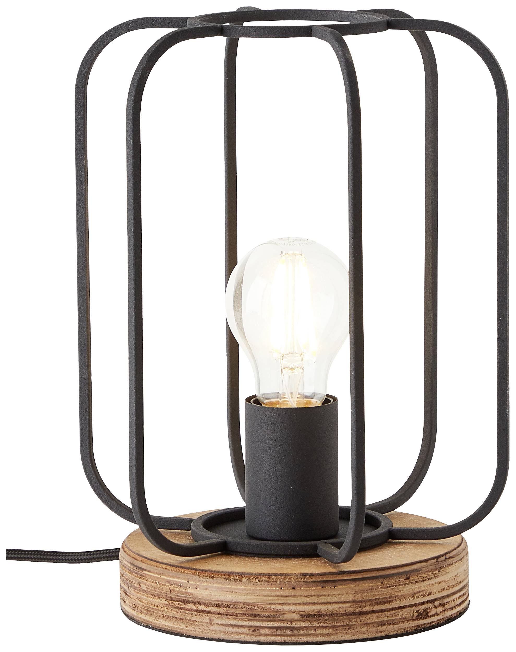 Brilliant Tosh 93147/66 Lámpara de mesa LED E27 40 W Madera (oscura), Negro (corindón)-0