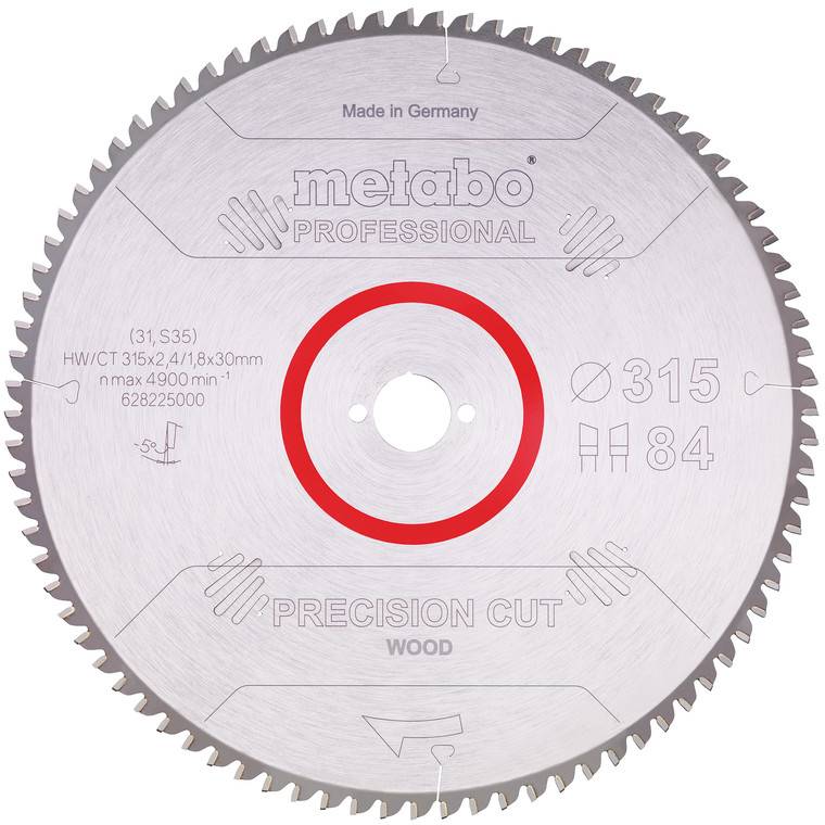 Metabo 628225000 Hoja de sierra circular 315 x 30 mm Número de dientes: 84 1 UD(S).-0
