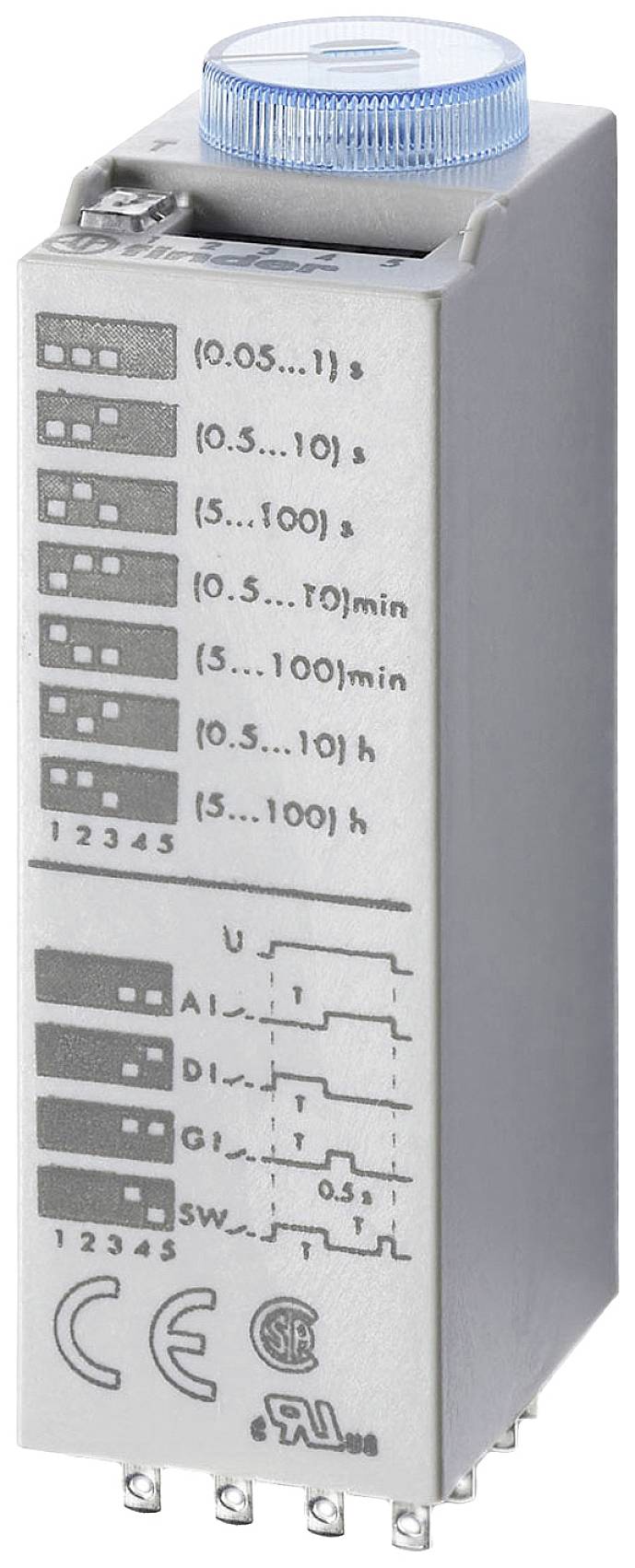 Finder 85.04.0.048.0000 85.04.0.048.0000 Relé temporizado Multifuncional 48 V DC/AC 1 UD(S). Intervalo de tiempo: 0.05 s-0
