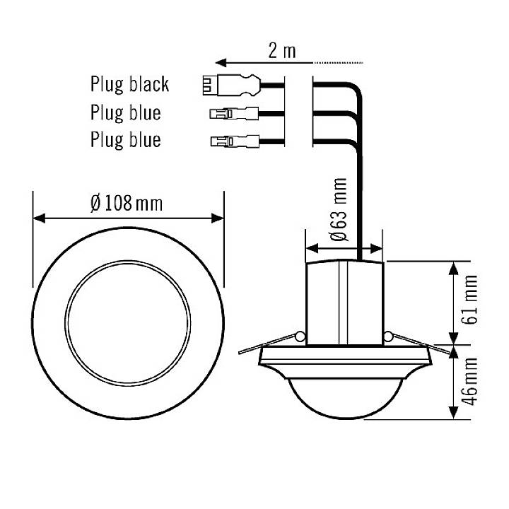 ESYLUX EP10424670 Bajo revoque Detector de presencia de techo 152 °, 360 ° Blanco IP55-1