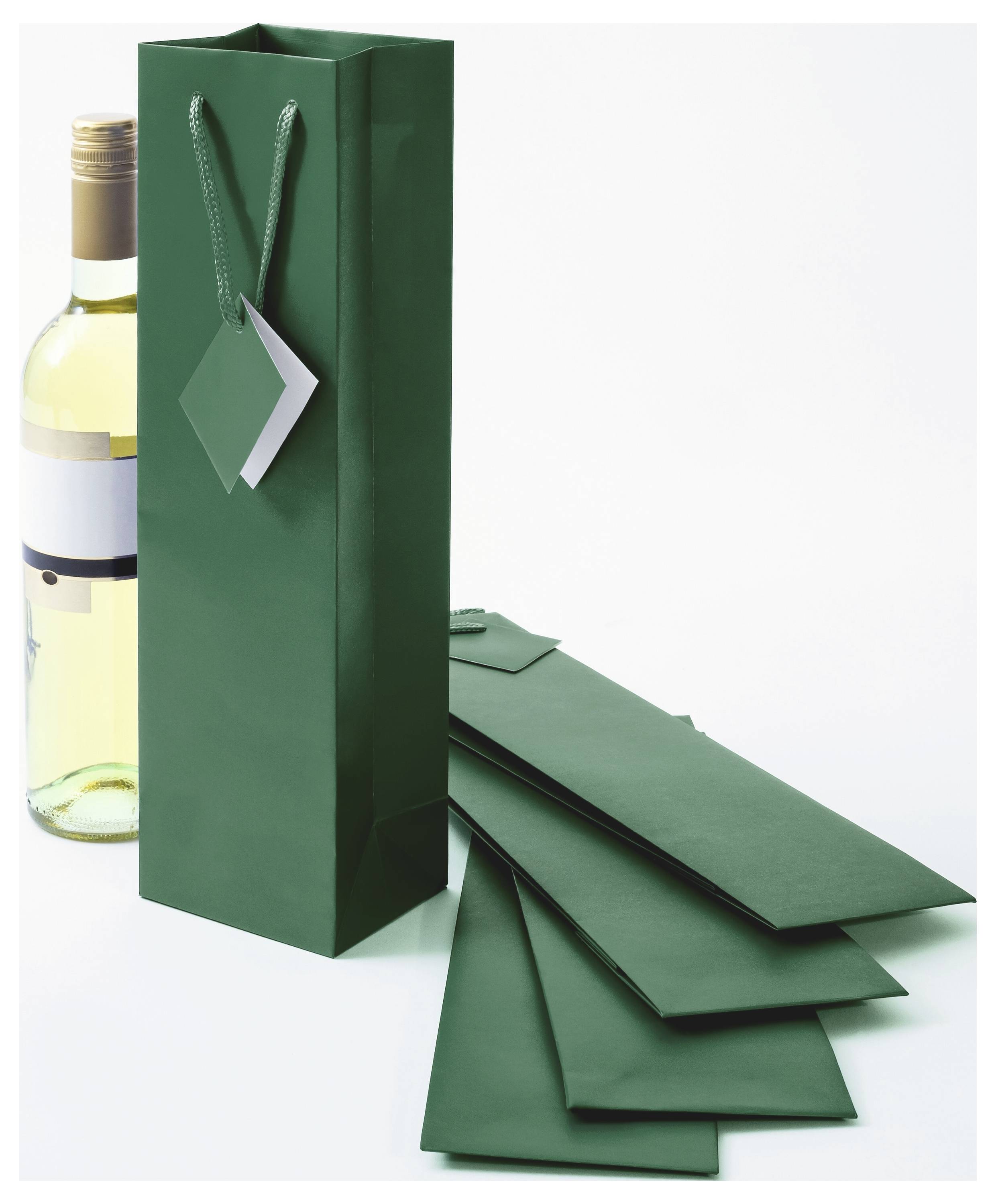 Sigel Botella bolsa regalo Con suplemento de suelo y colgador de regalos GT502 Verde ópalo, Mate Papel 10 x 35 cm 1 ST-1
