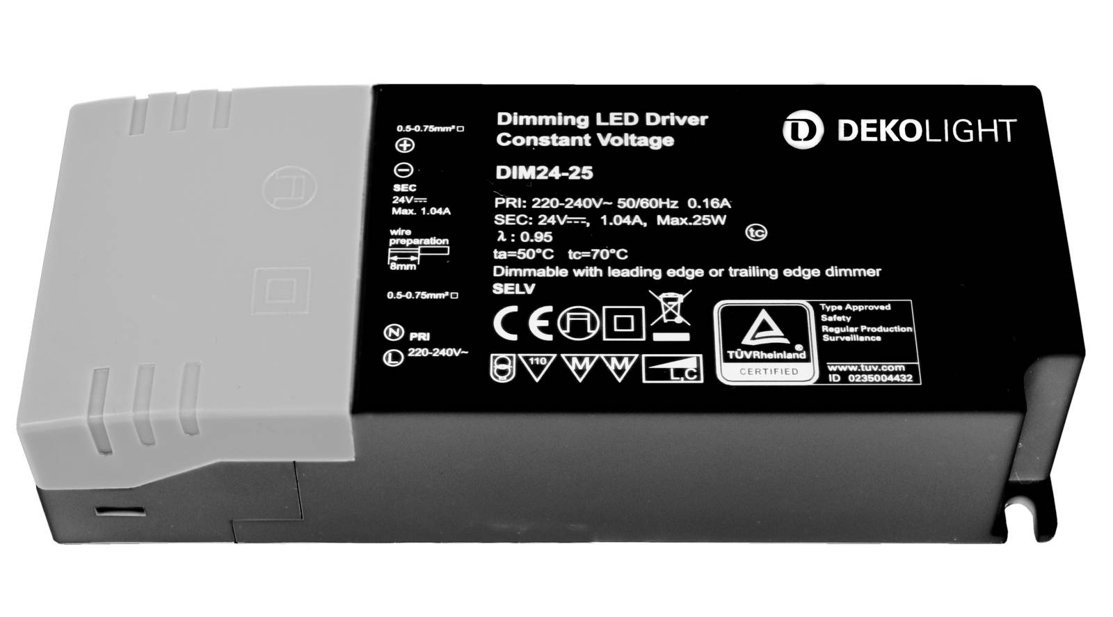 Deko Light BASIC, DIM, CV, 24V 2,5-25W Controlador de LED Tensión constante 25 W 105 - 1040 mA 24 V Atenuable 1 UD(S).-0