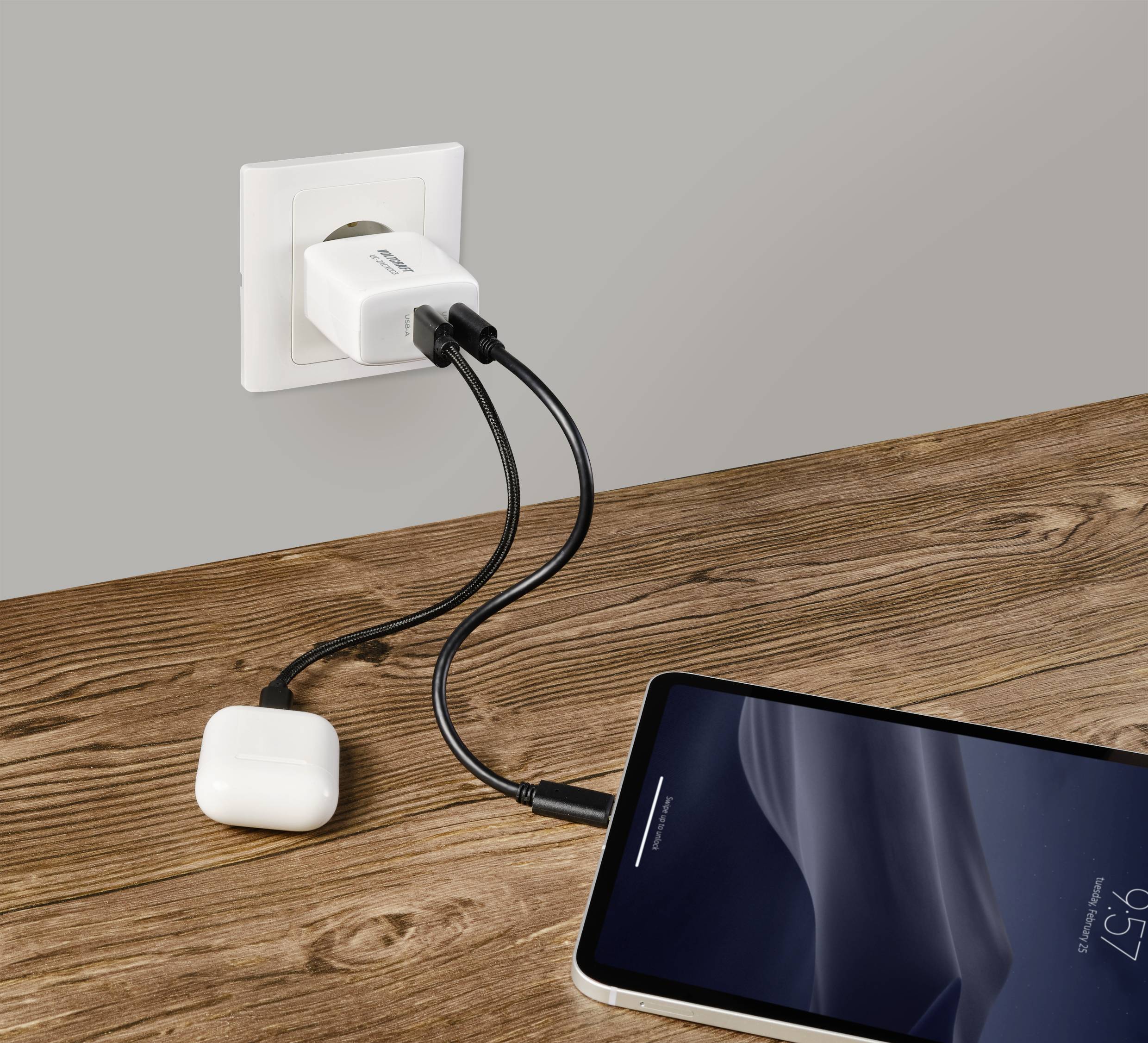 VOLTCRAFT UC-2ACX003 Cargador USB 65 W USB-C®, USB-A Blanco Interior GaN-5