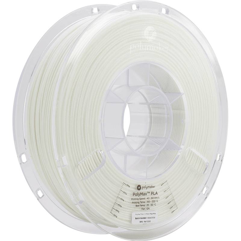 Polymaker PA06002 PolyMAX Tough Filamento PLA Elevada rigidez, Elevada resistencia a la extracción, Resistente a impactos 1.75 mm 750 g Blanco 1 UD(S).