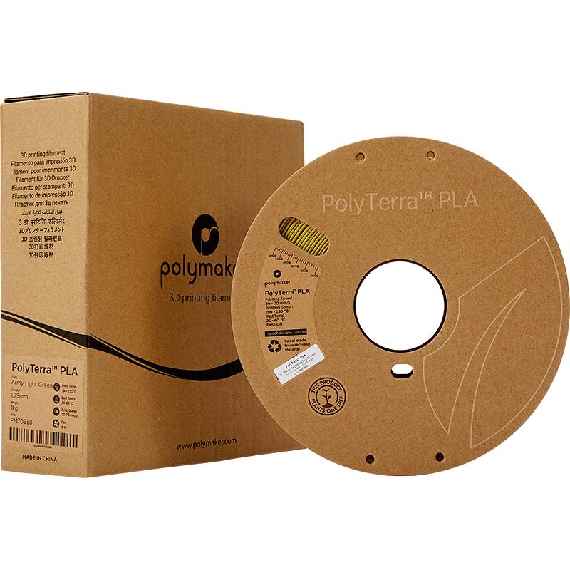 Polymaker 70958 PolyTerra Filamento PLA Menor contenido de plástico 1.75 mm 1000 g Verde militar 1 ST-3
