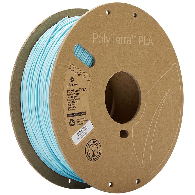 Polymaker 70910 PolyTerra Filamento PLA Menor contenido de plástico 1.75 mm 1000 g Azul hielo 1 UD(S).-0